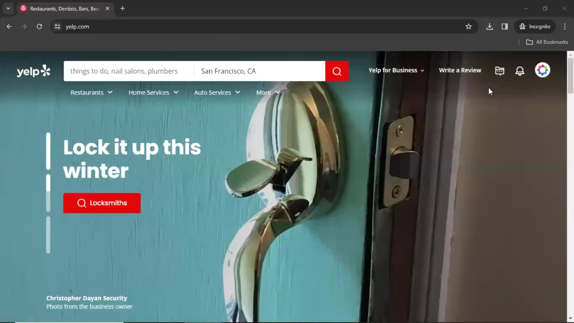 Yelp home screenshot