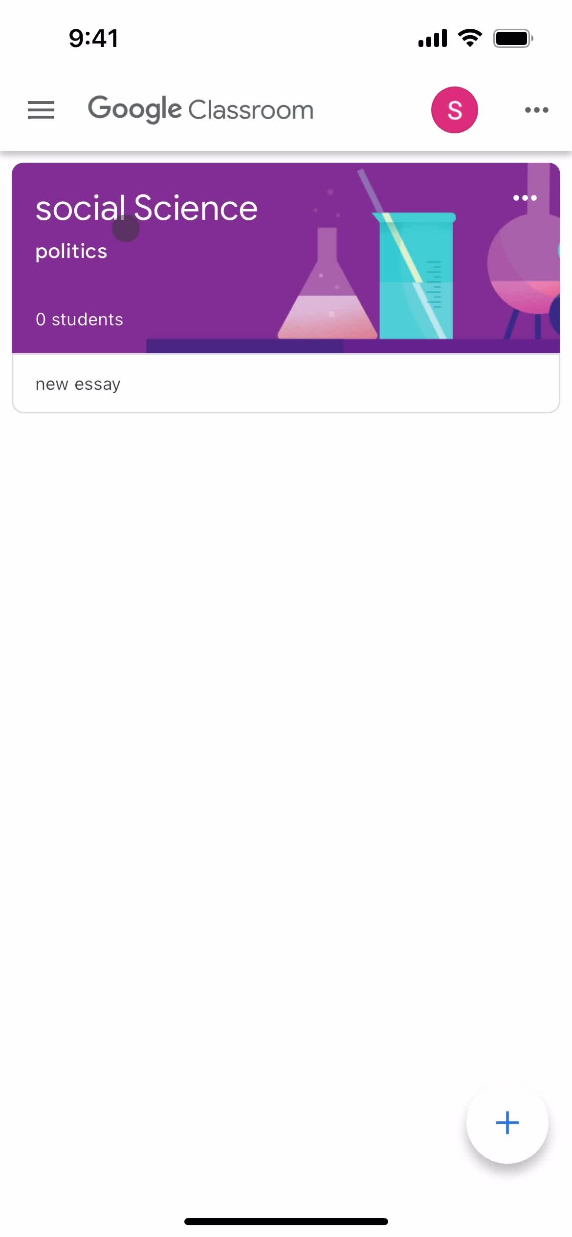 Google Classroom home screenshot