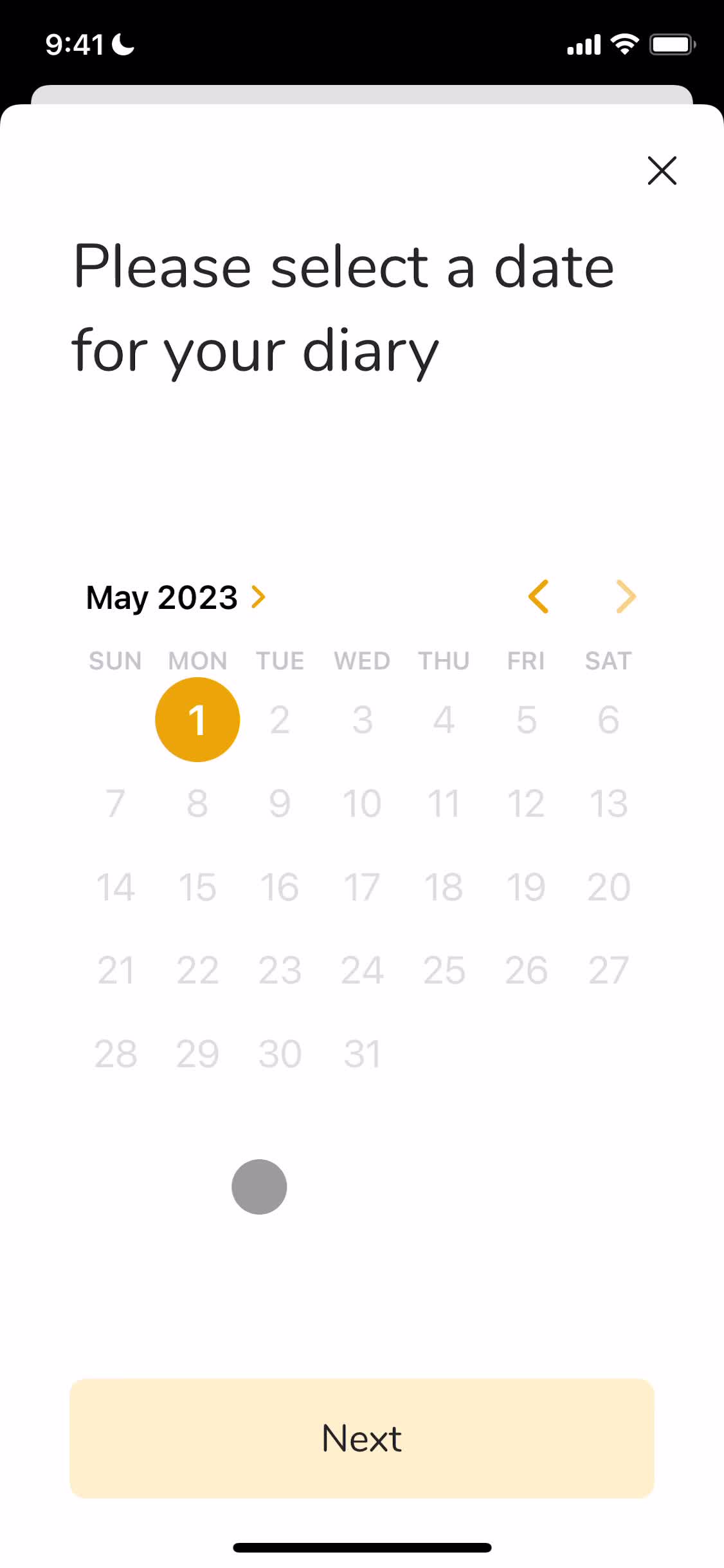 The Wonder Weeks select date screenshot