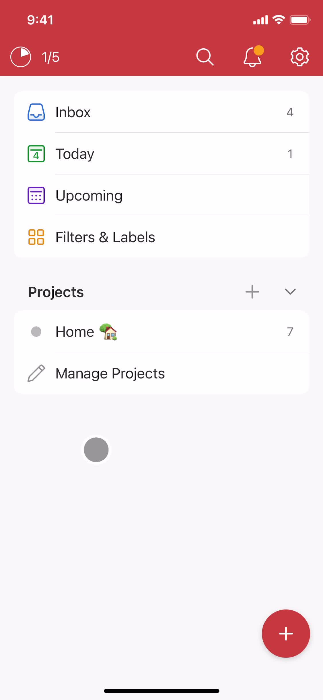 Todoist home screenshot