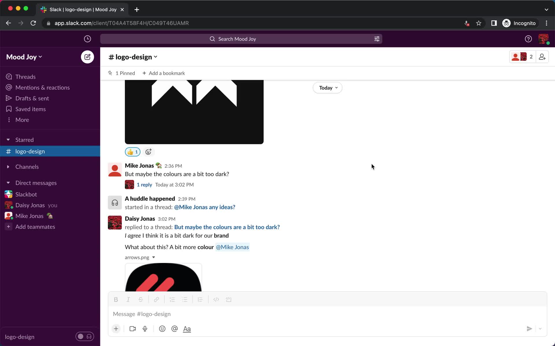 Slack channel screenshot