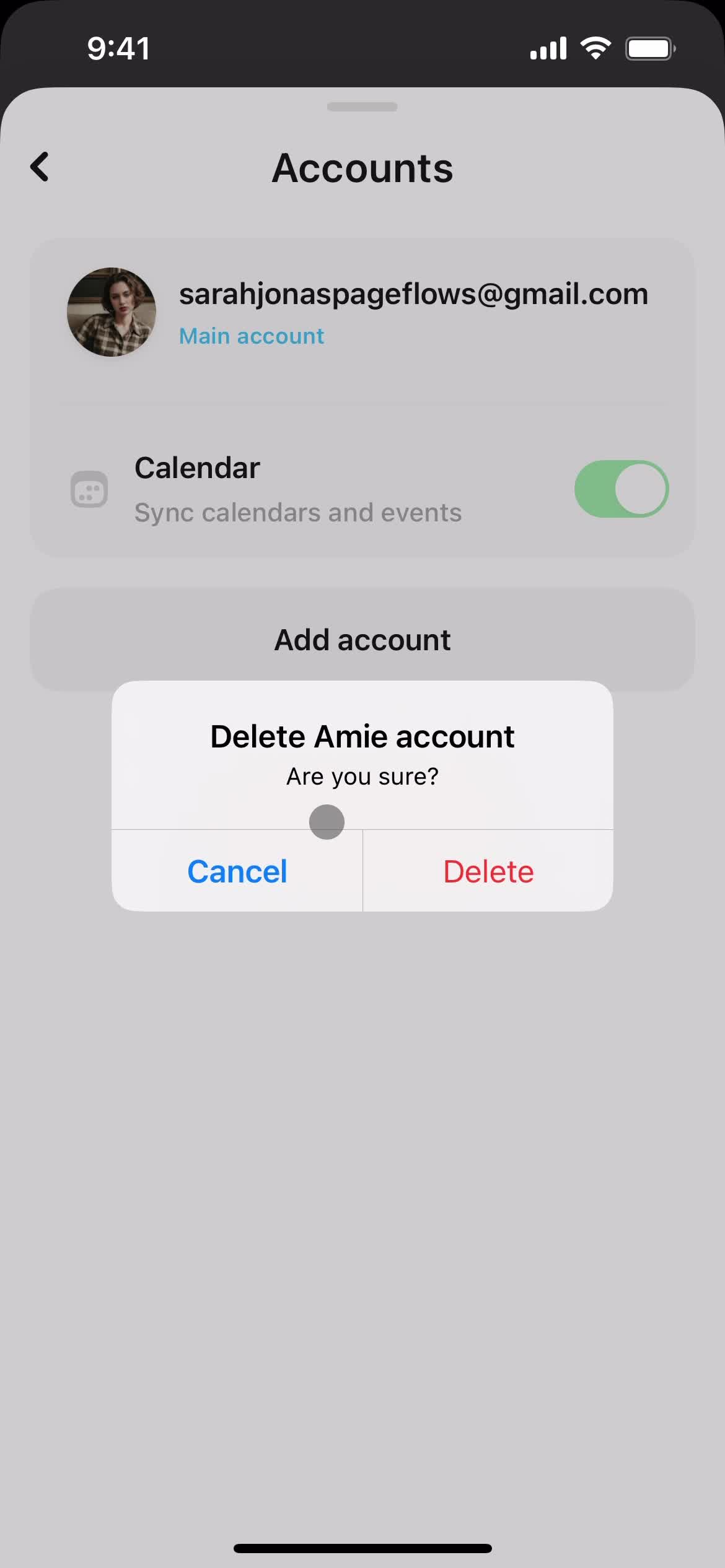 Amie confirm delete screenshot