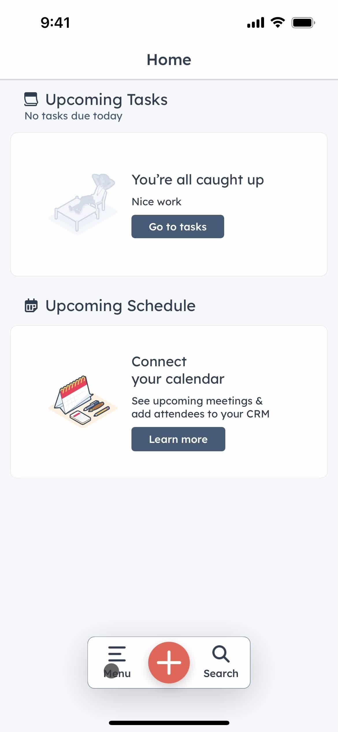 HubSpot CRM home screenshot