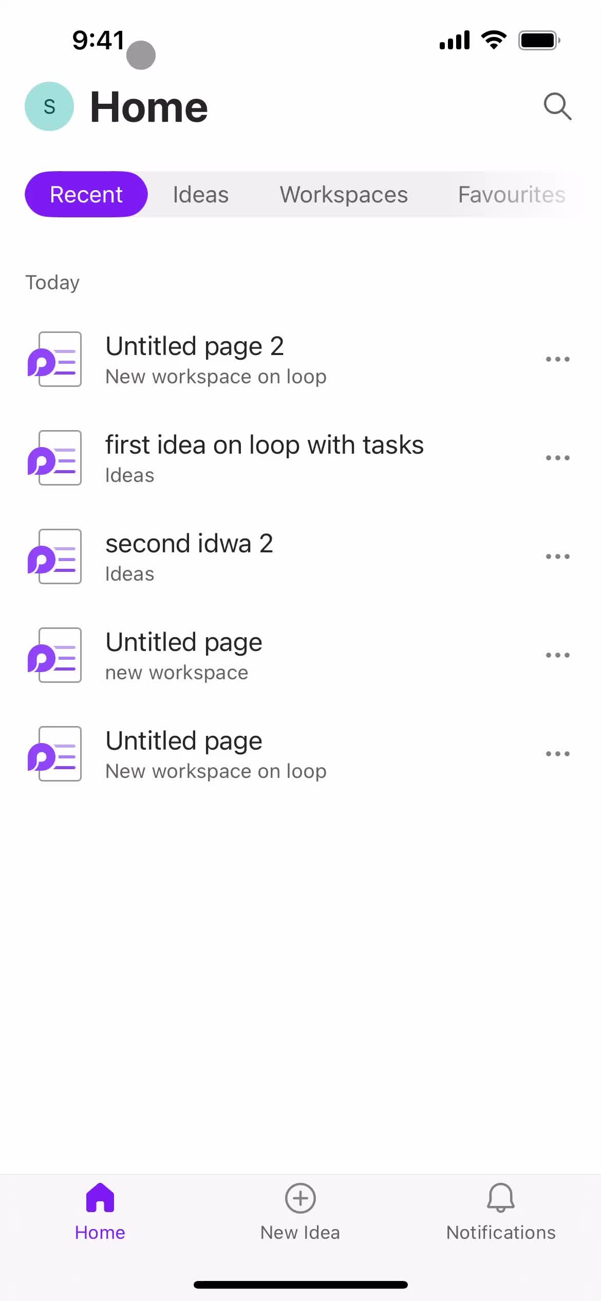 Microsoft Loop home screenshot