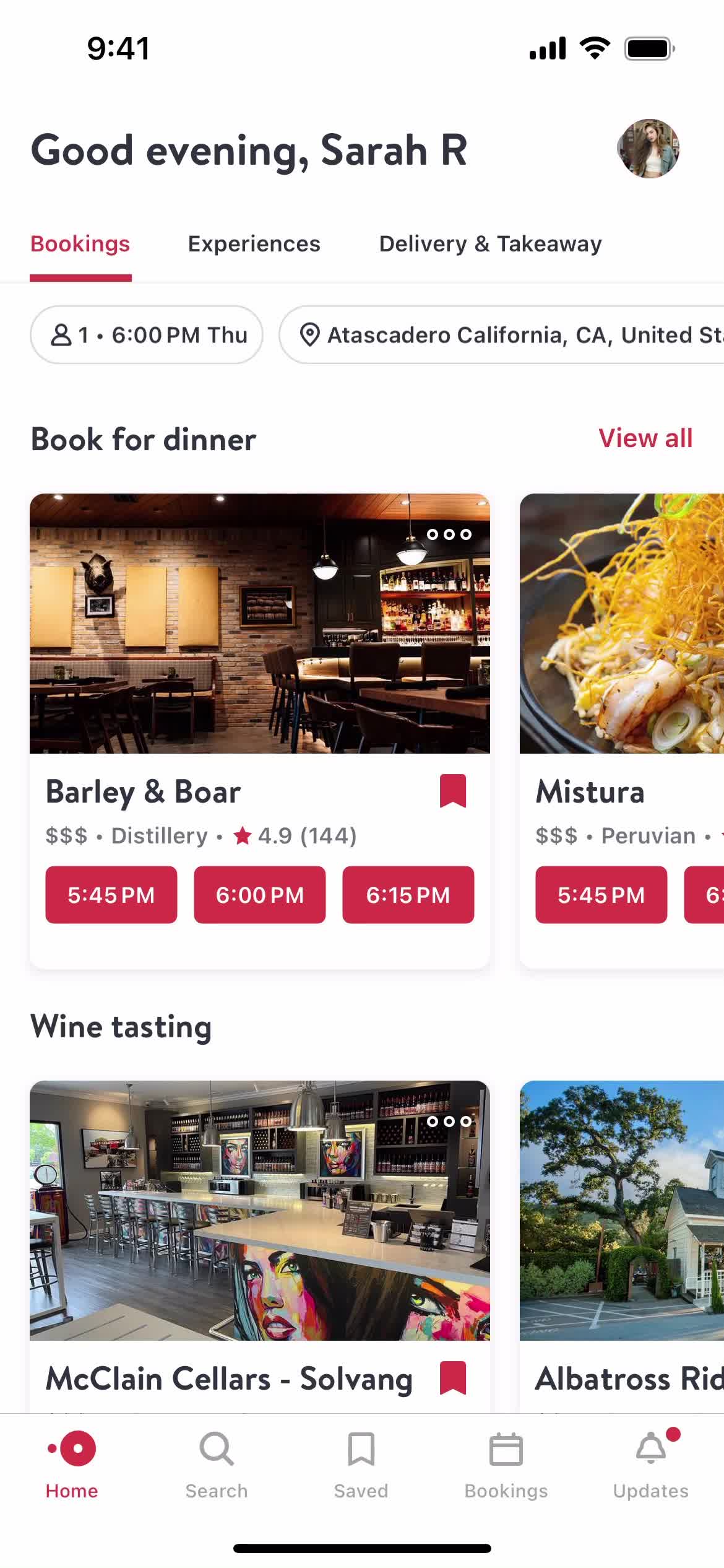 OpenTable home screenshot