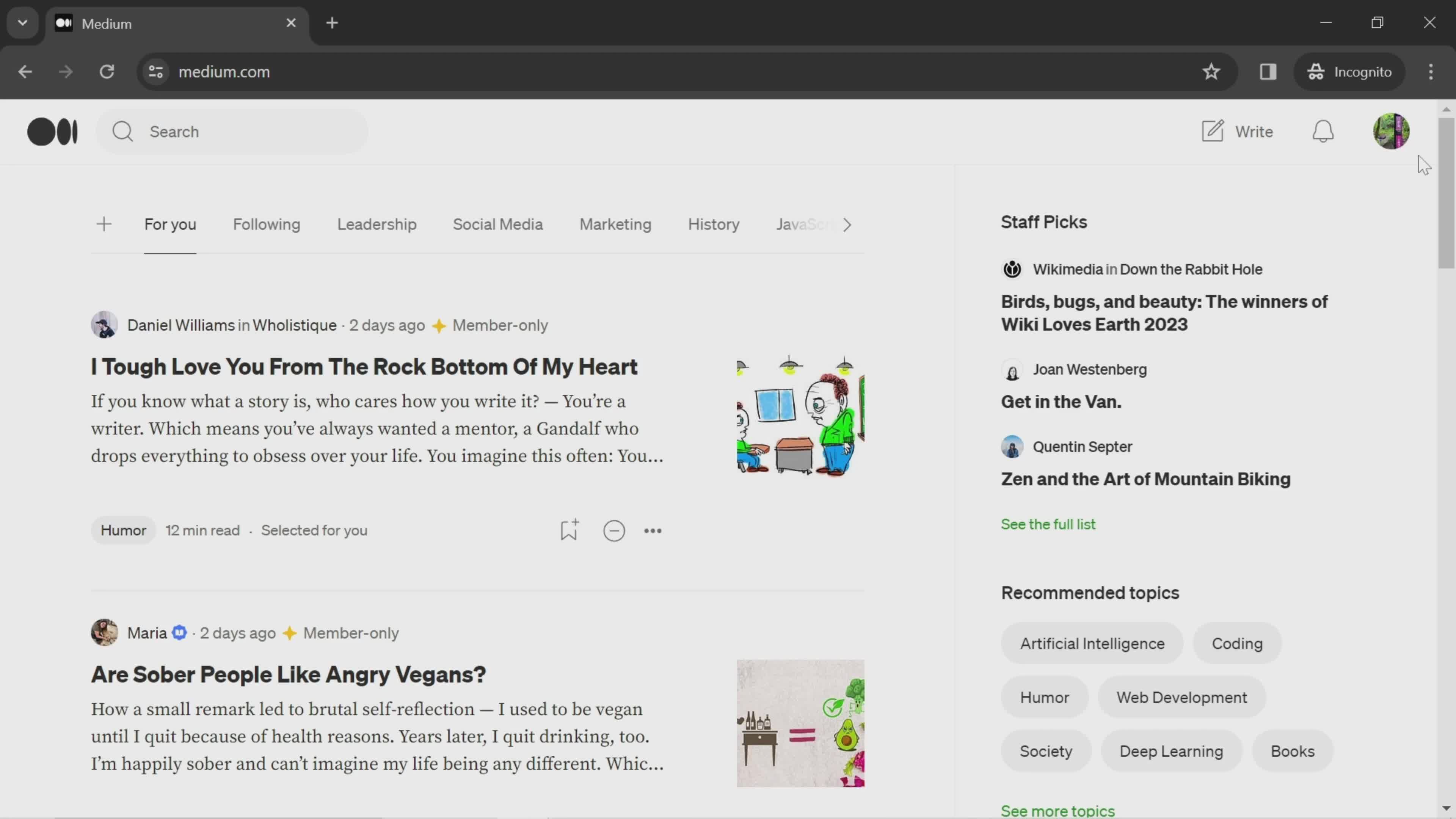 Medium home screenshot