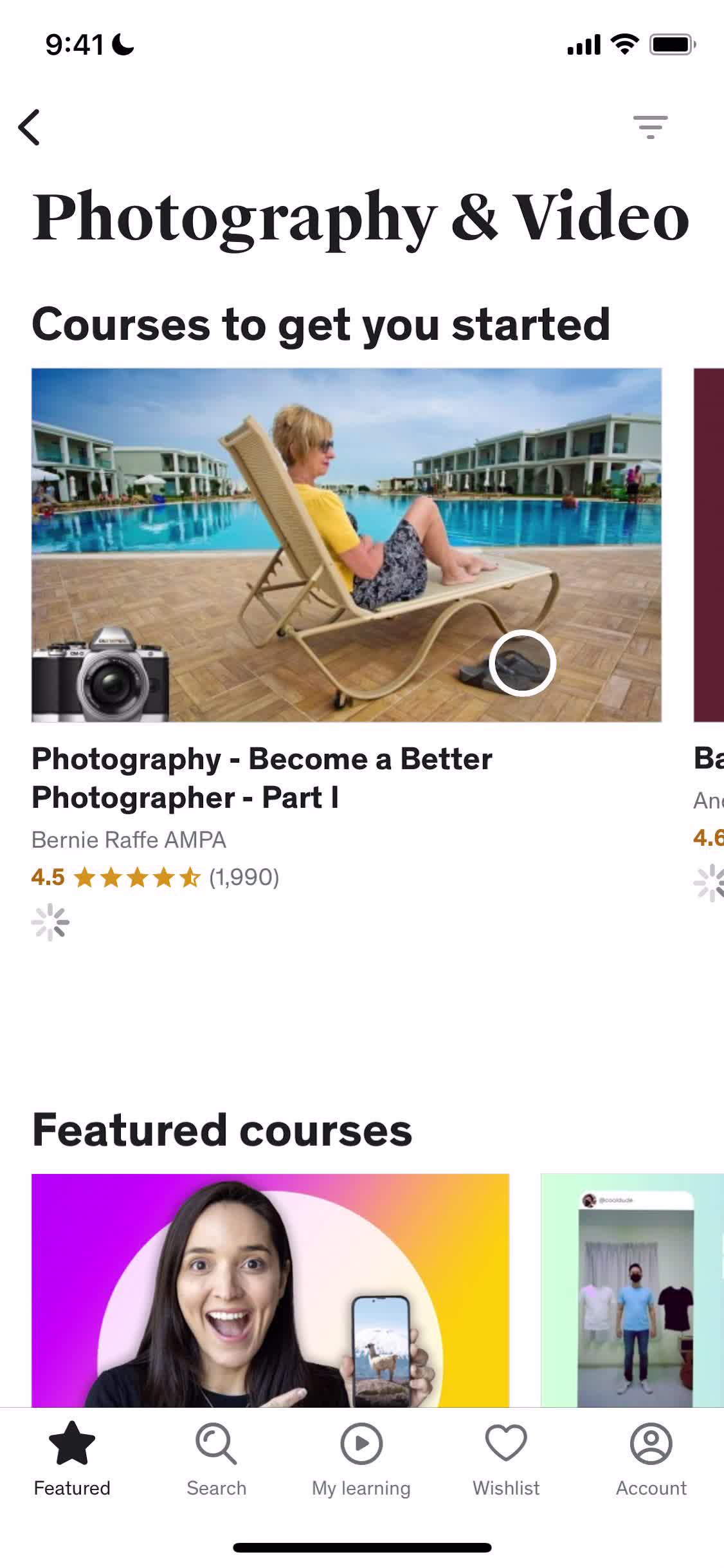 Udemy category screenshot