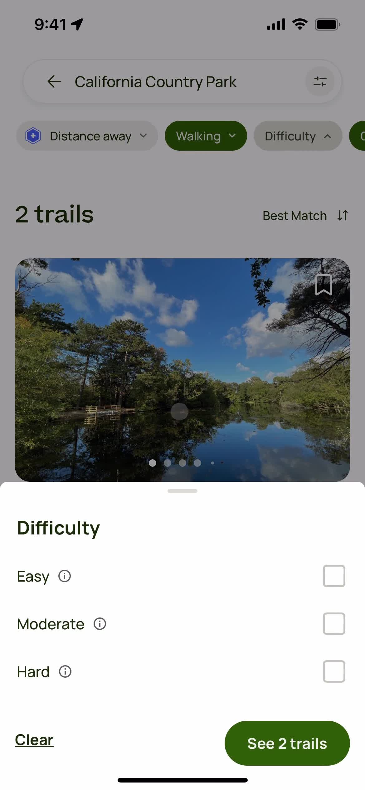 AllTrails filter screenshot