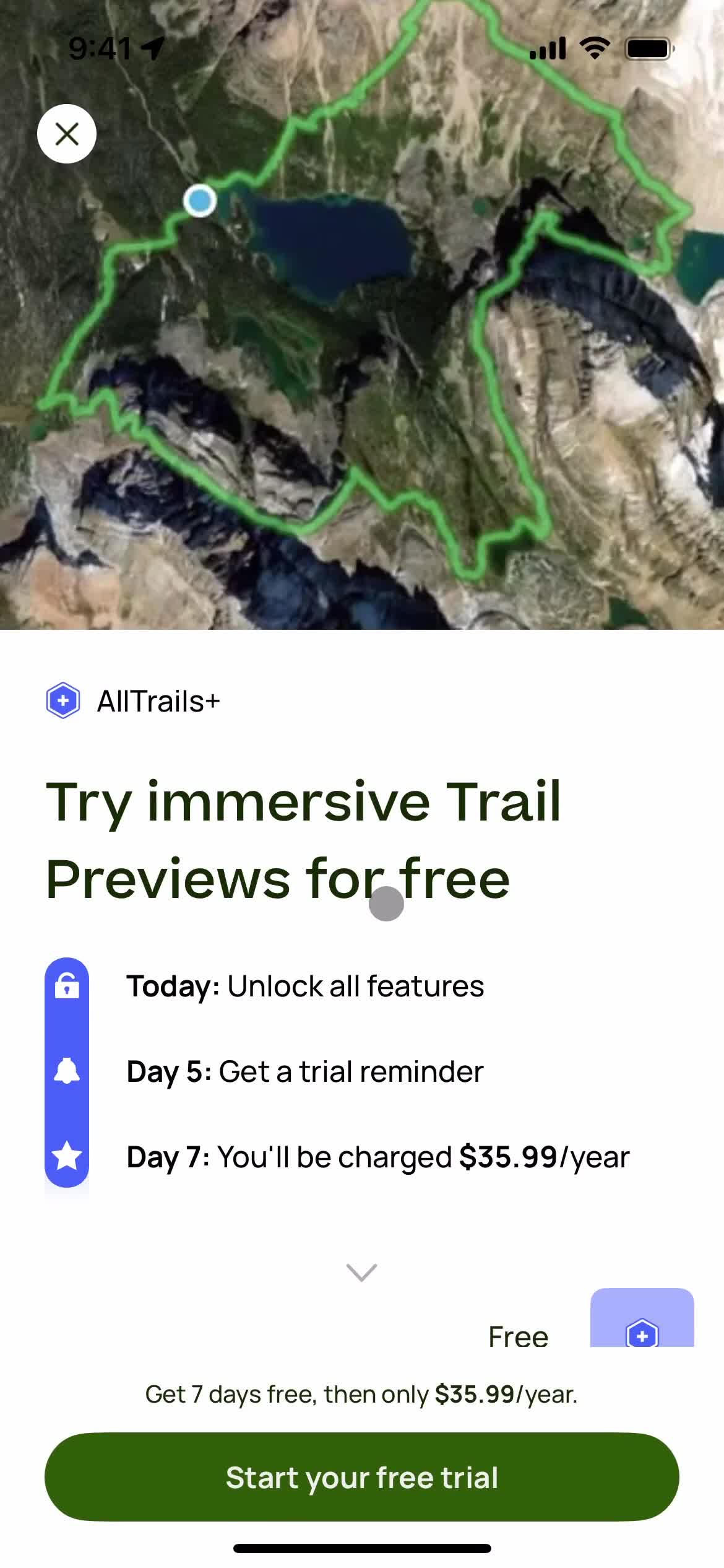 AllTrails upgrade screenshot