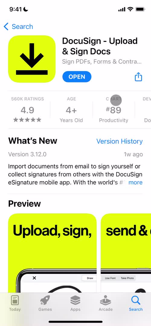 DocuSign app store listing screenshot