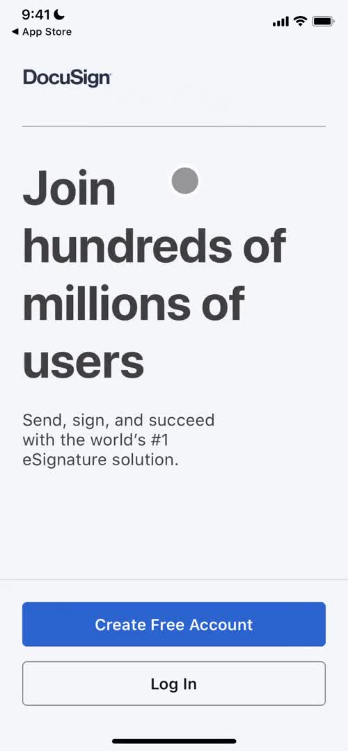 DocuSign start screen screenshot