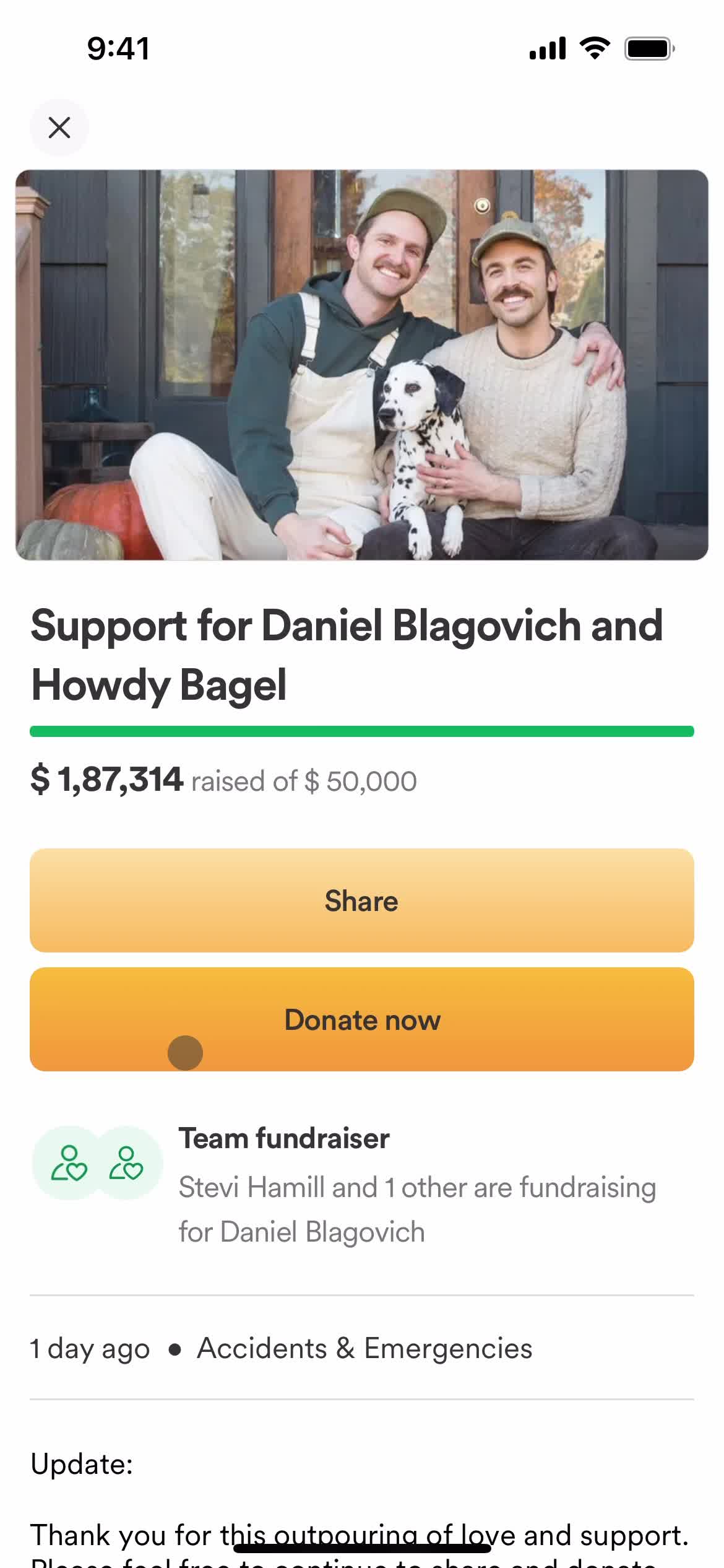 GoFundMe fundraiser screenshot