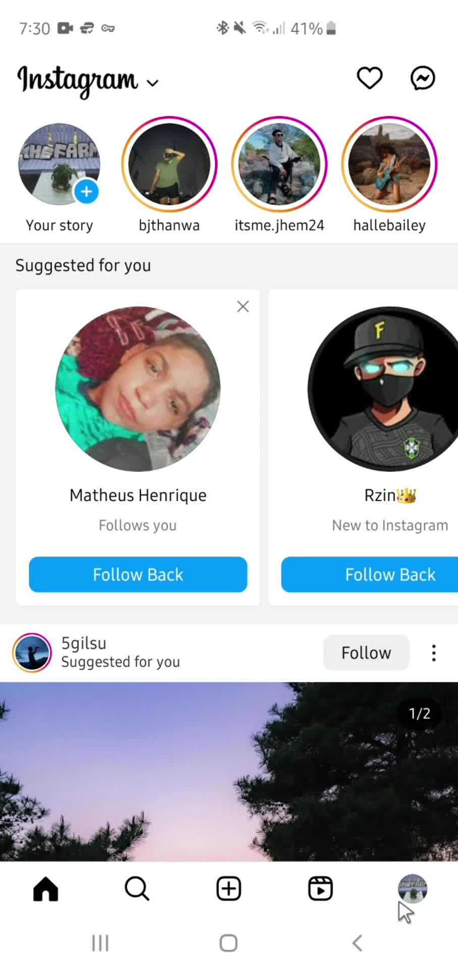 Instagram home screenshot