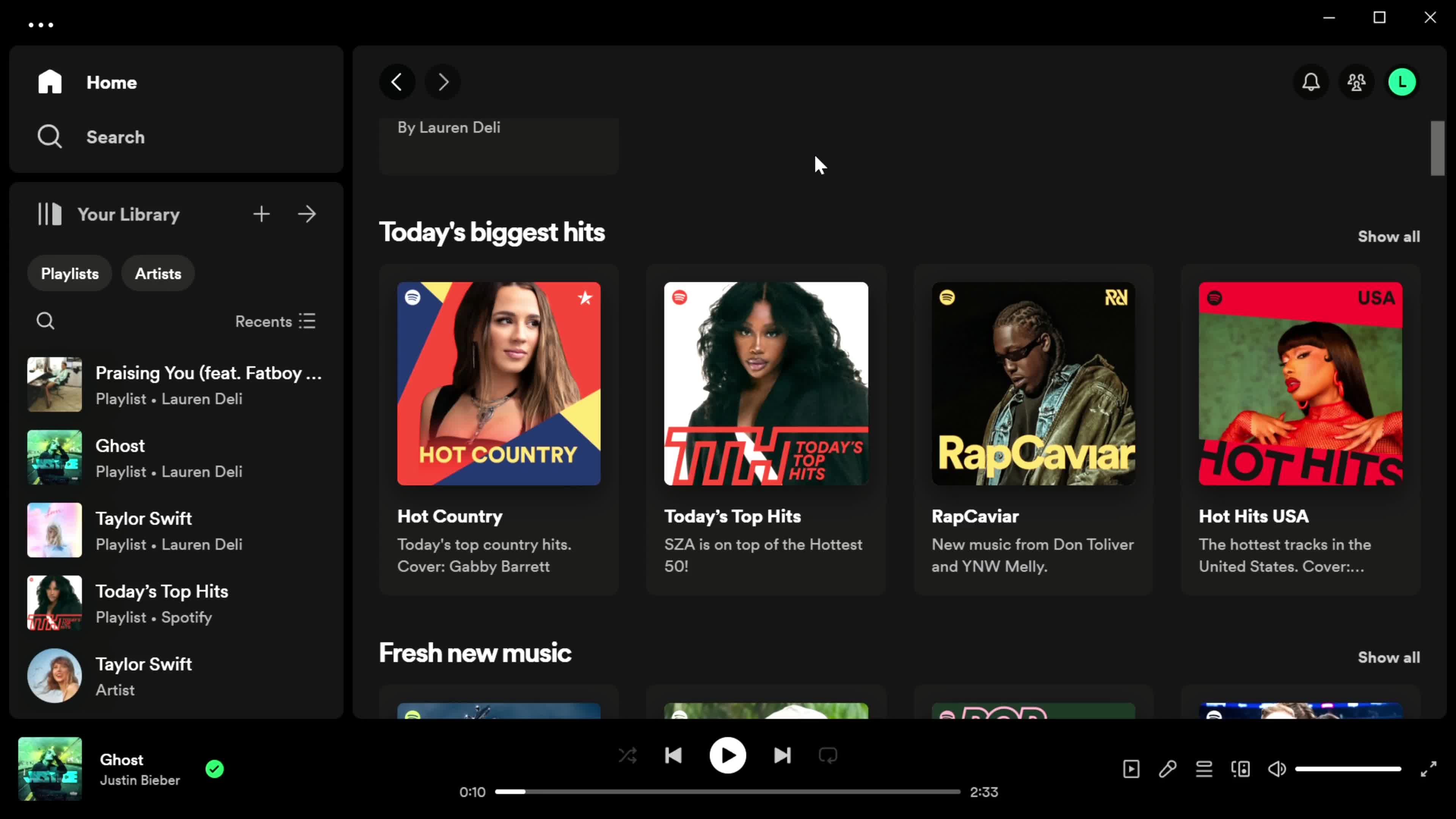 Spotify home screenshot