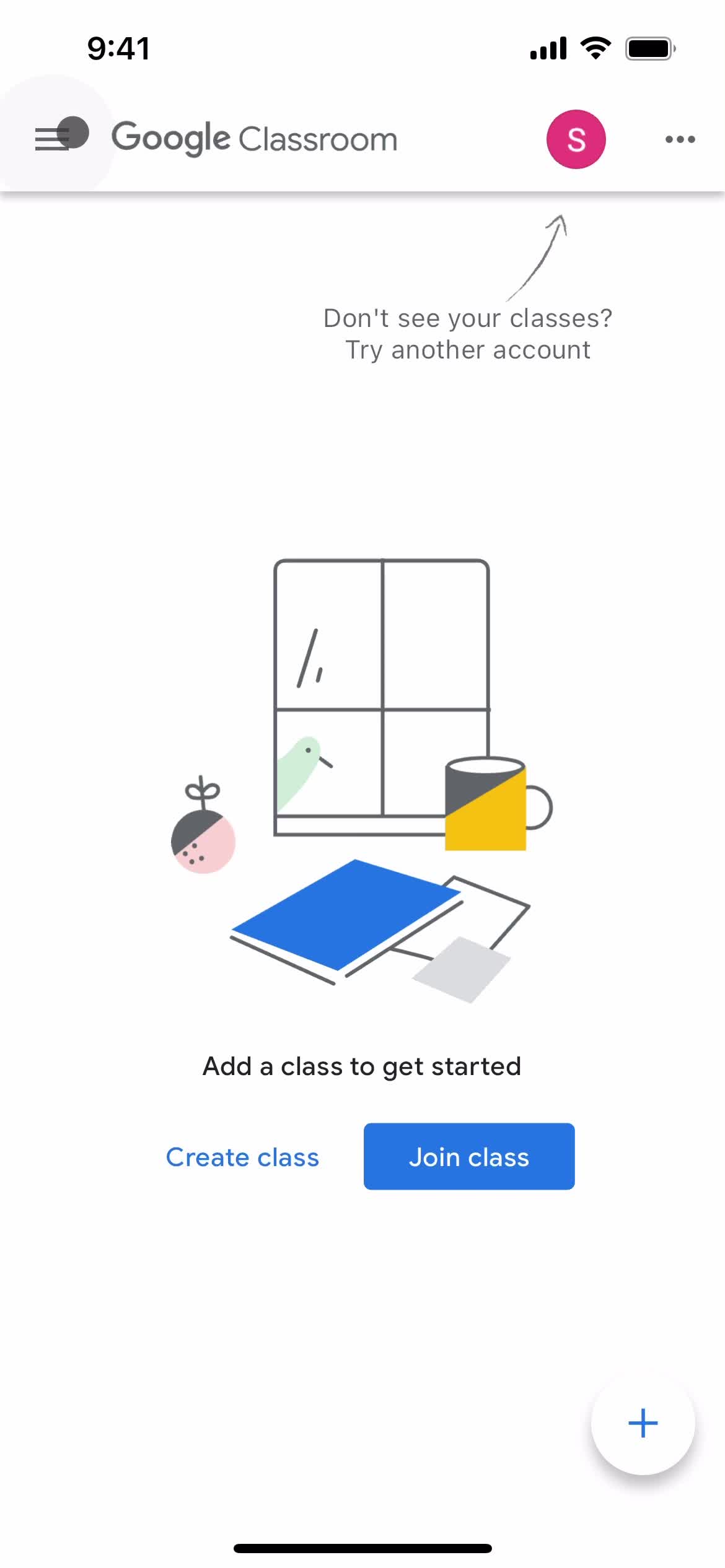 Google Classroom home screenshot