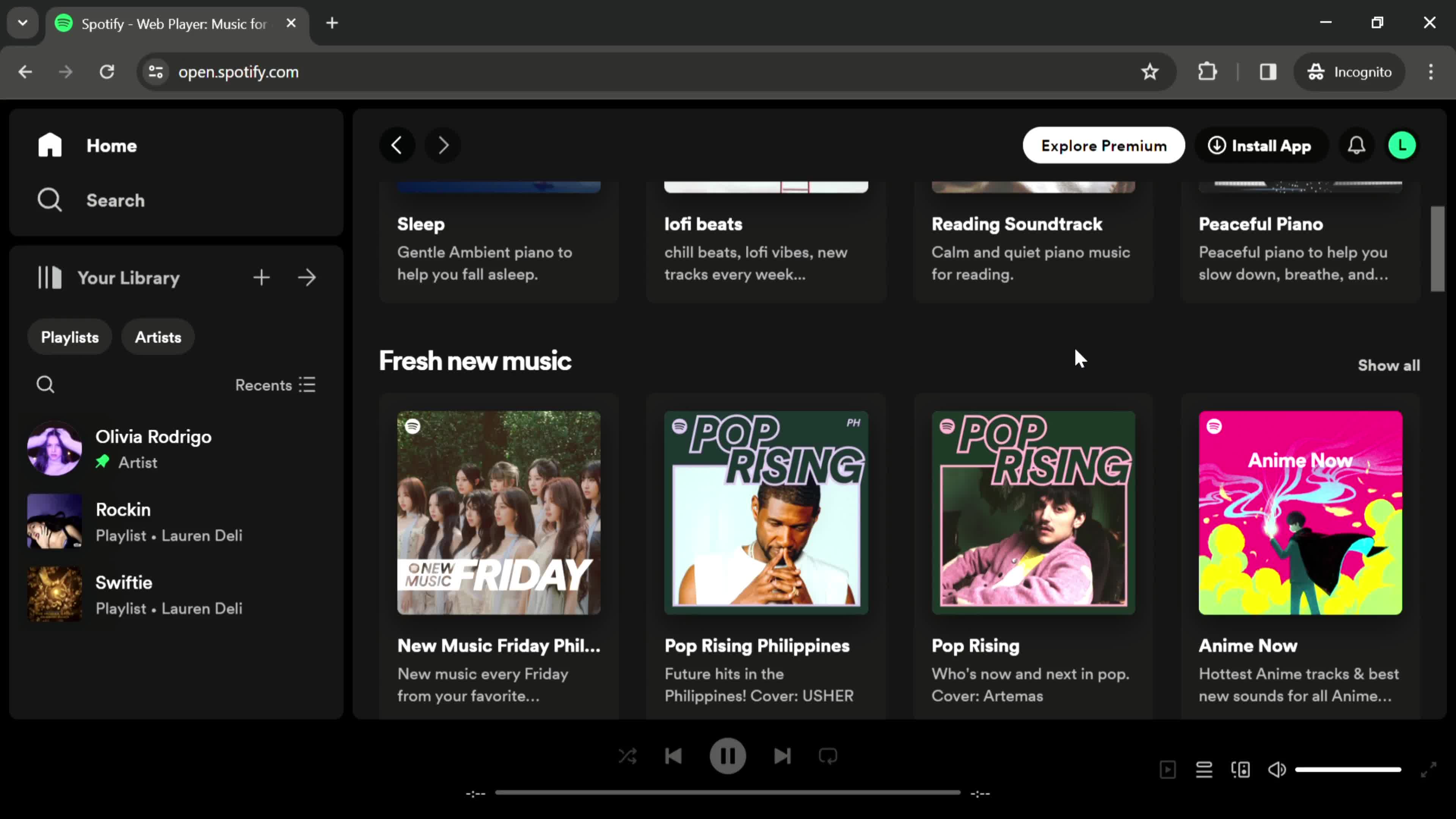 Spotify home screenshot