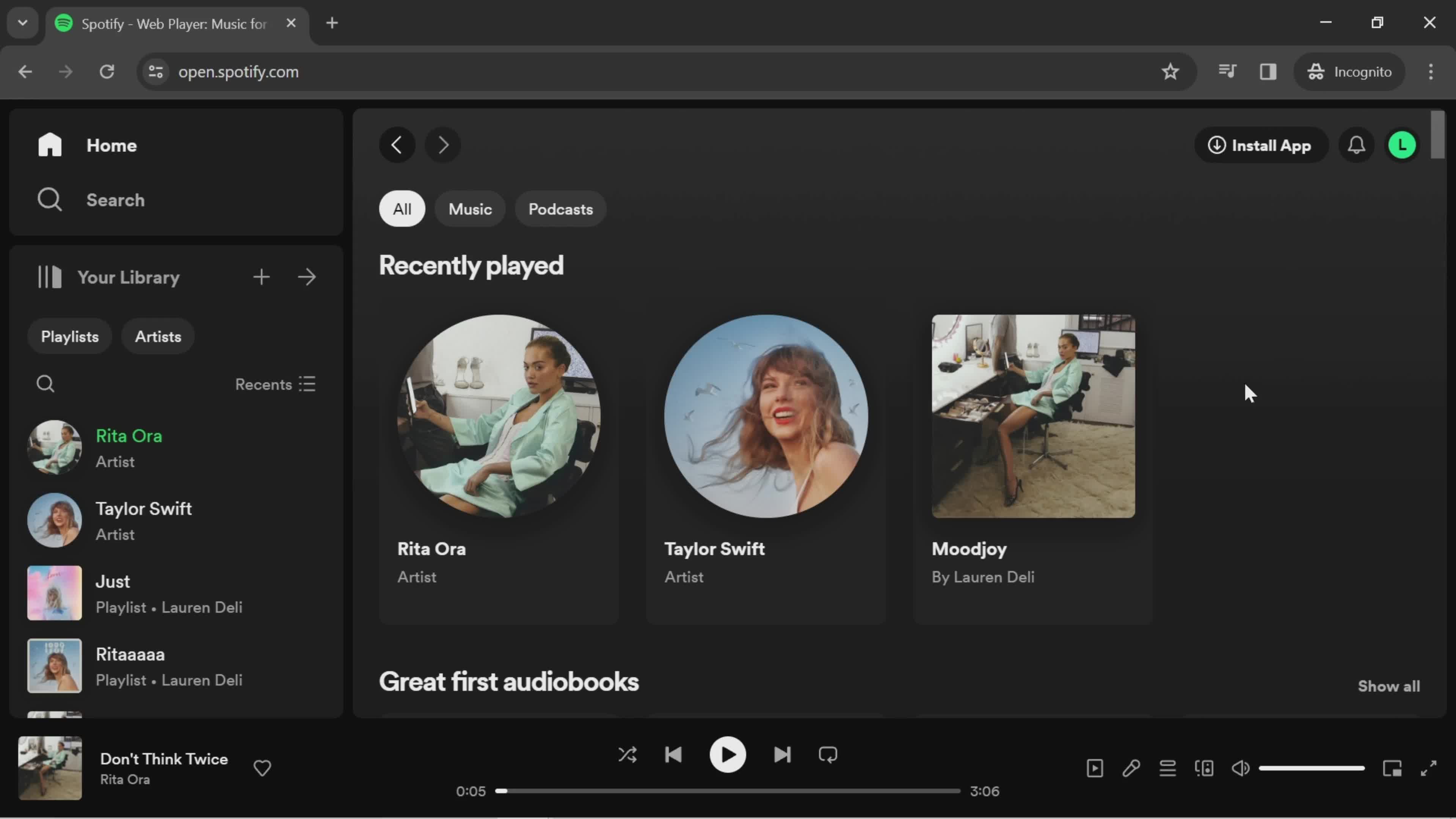 Spotify home screenshot