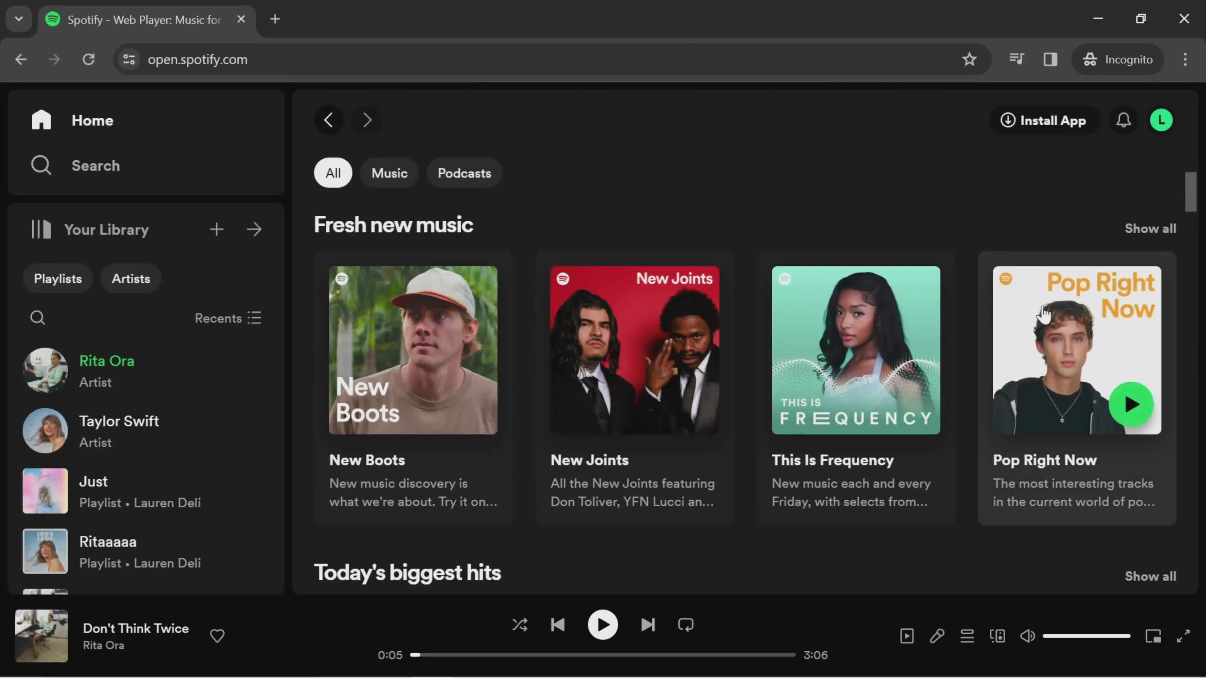 Spotify playlists screenshot