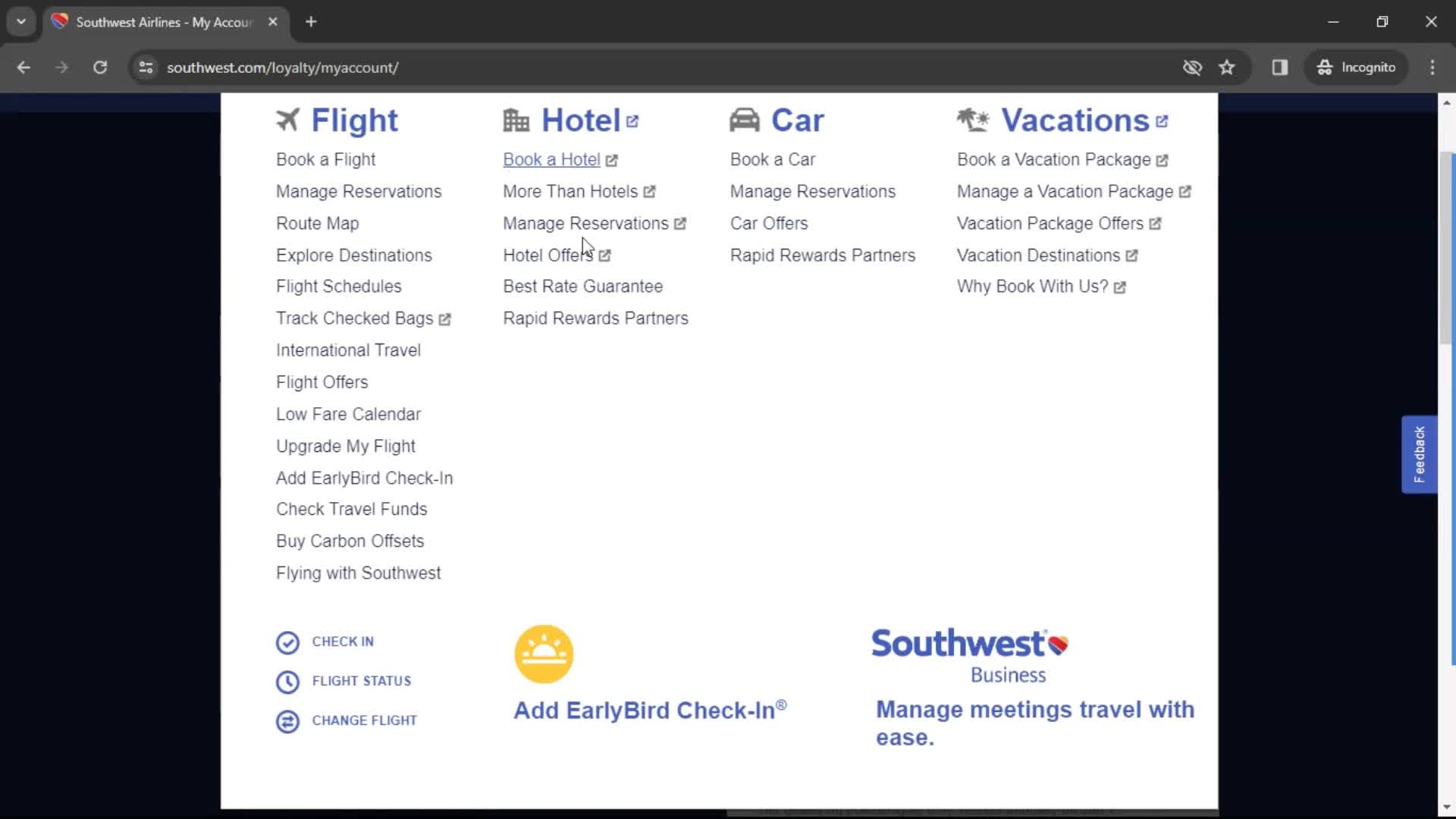 Southwest Airlines  screenshot