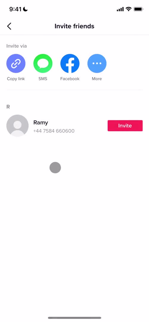 TikTok invite friends screenshot