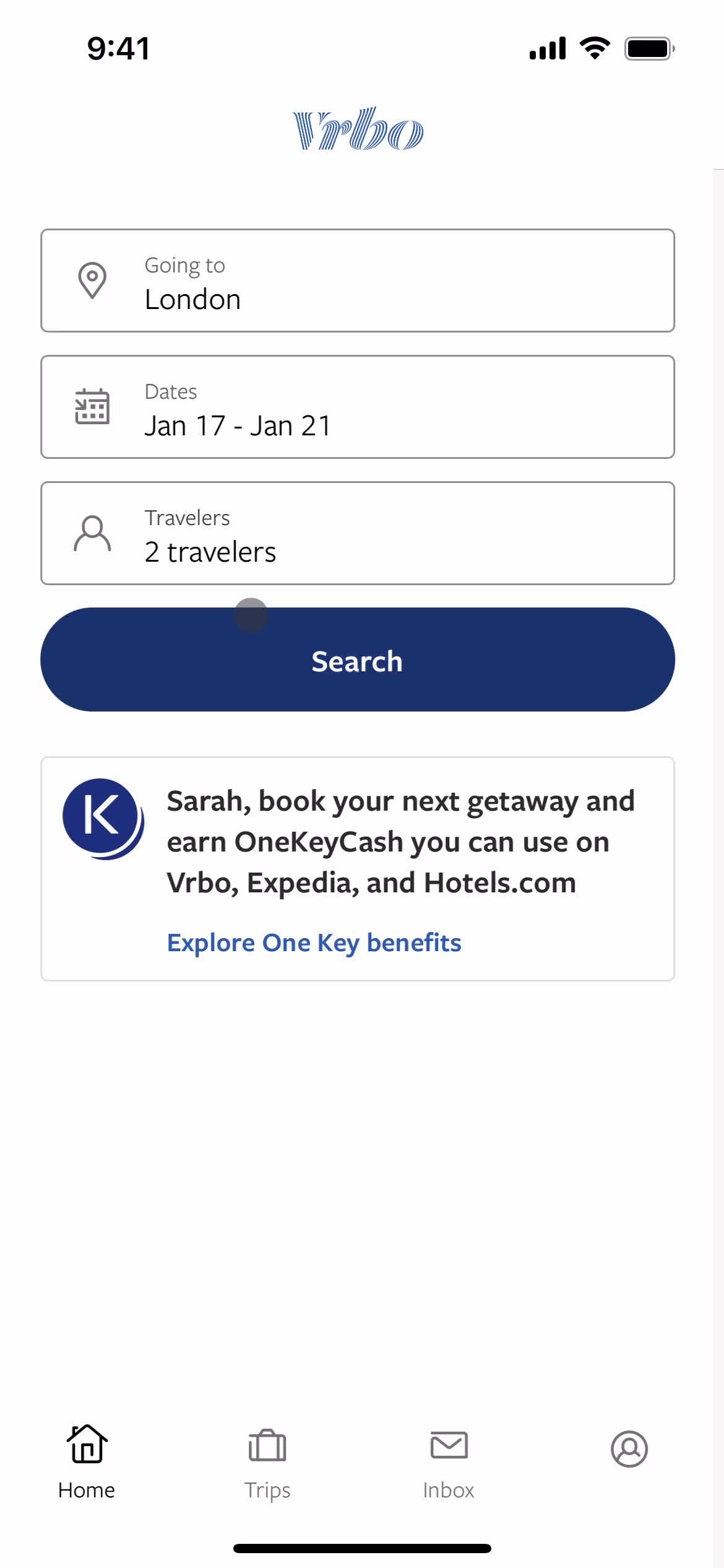 Vrbo search screenshot