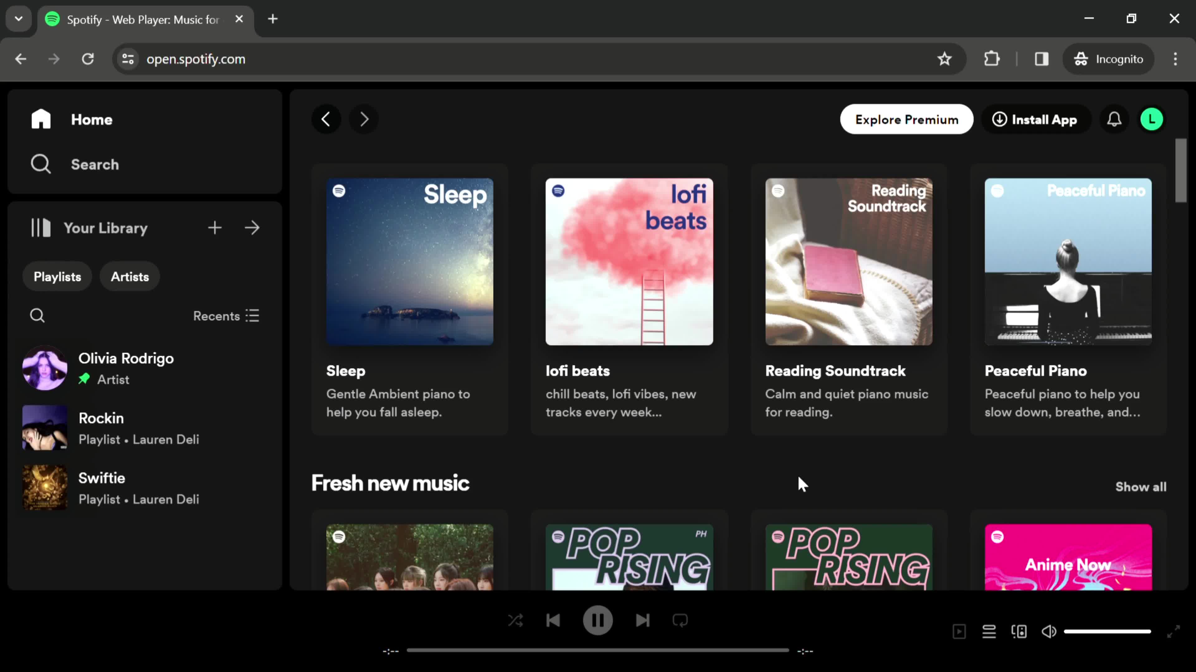 Spotify home screenshot