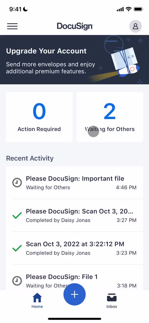 DocuSign home screenshot