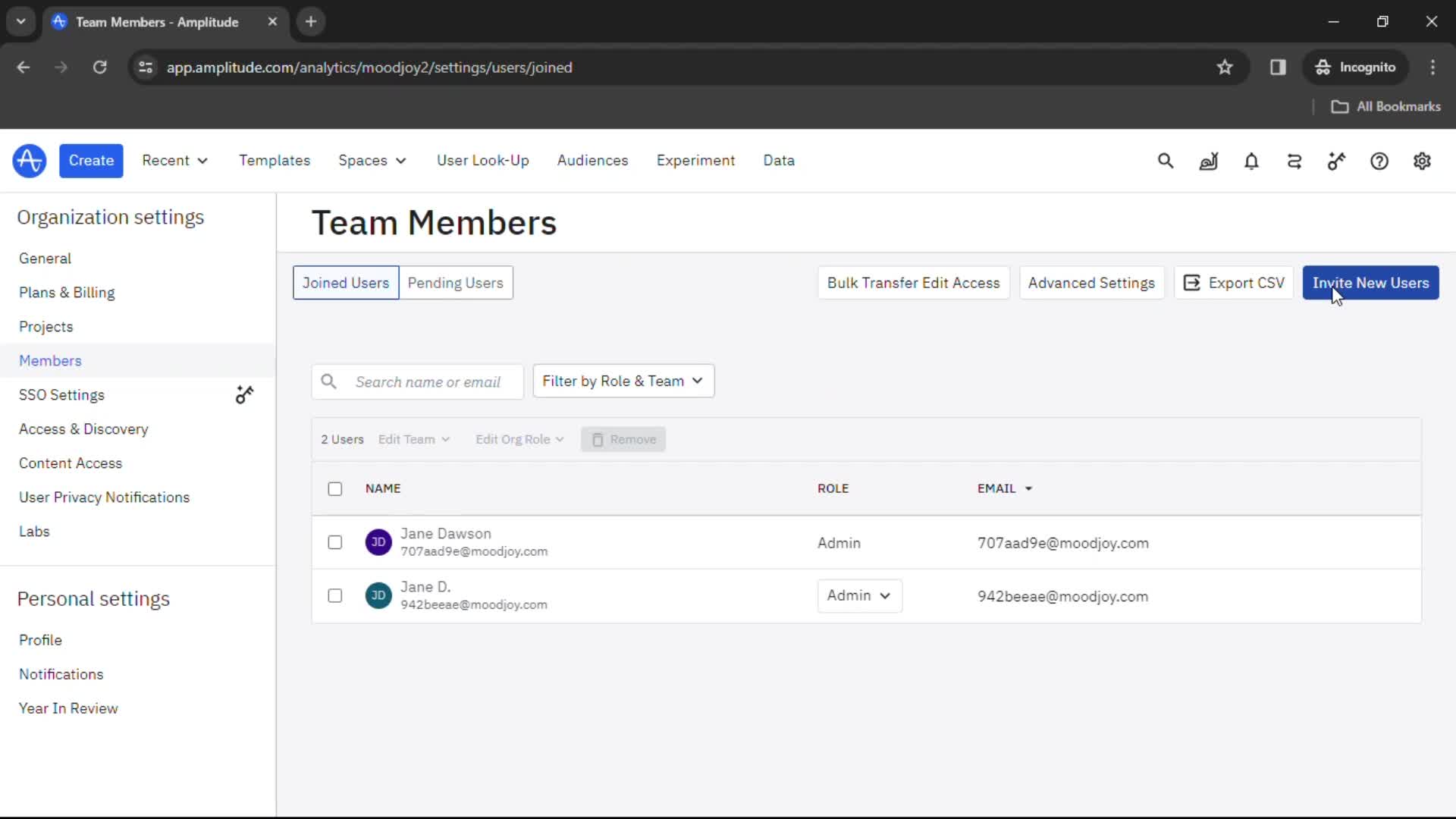 Amplitude team members screenshot