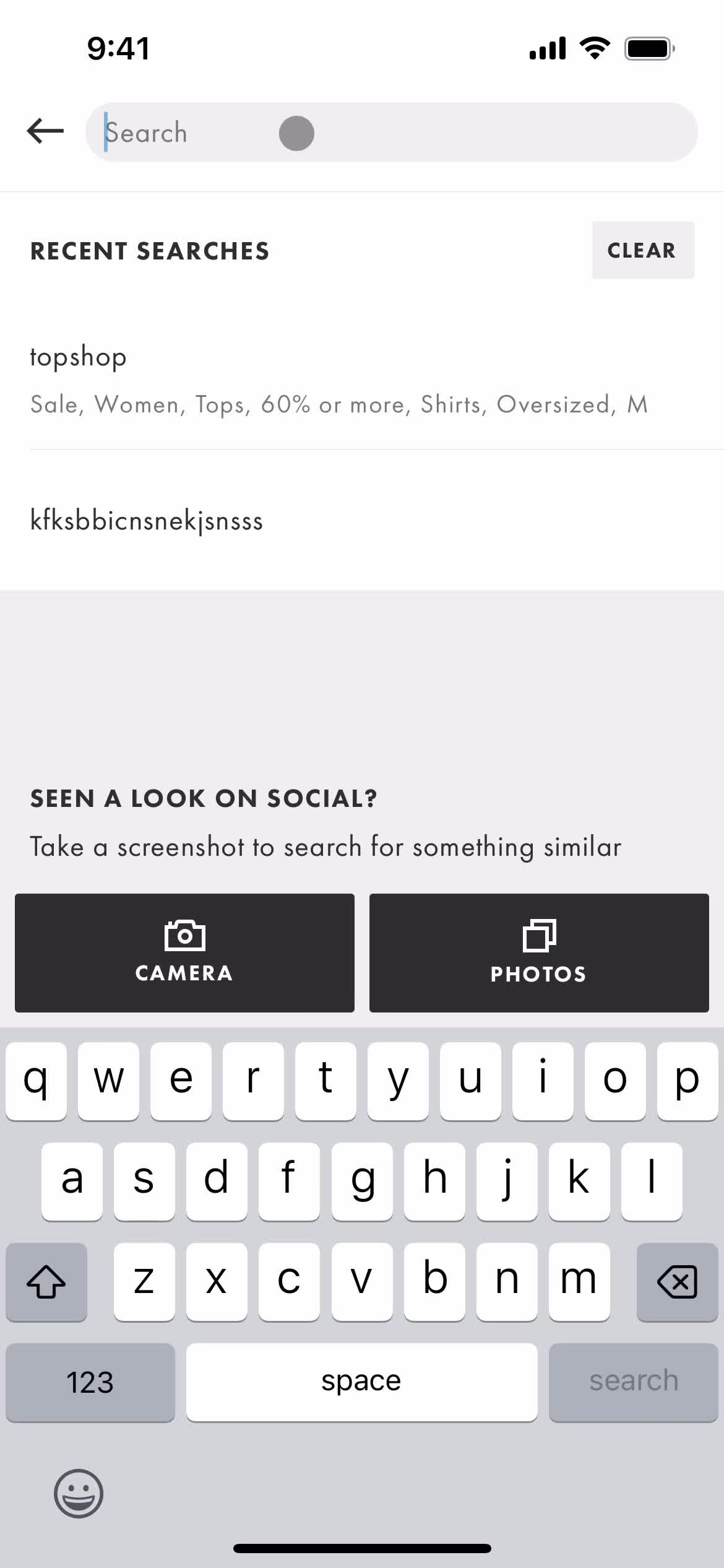 ASOS search screenshot