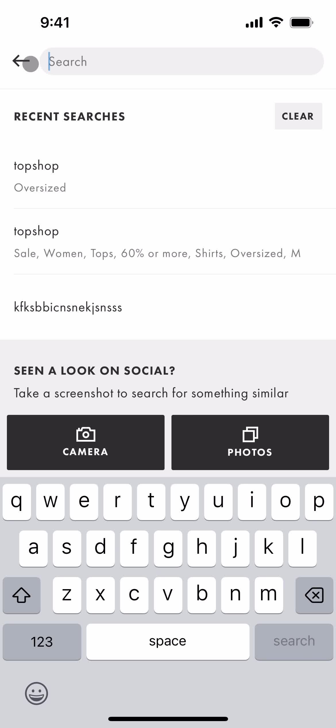 ASOS search screenshot