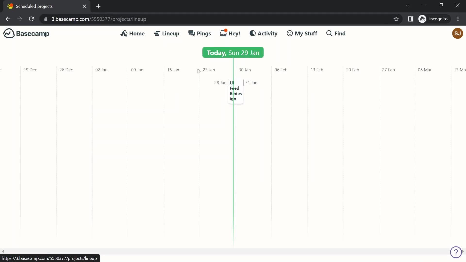 Basecamp timeline screenshot