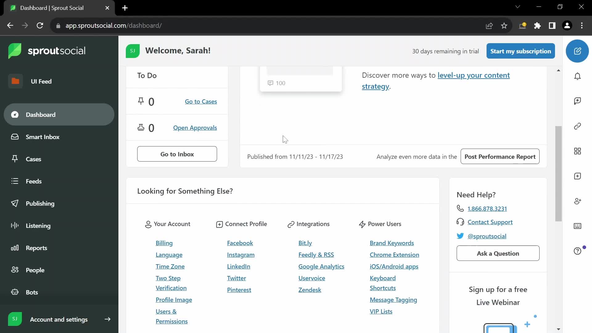 Sprout Social dashboard screenshot