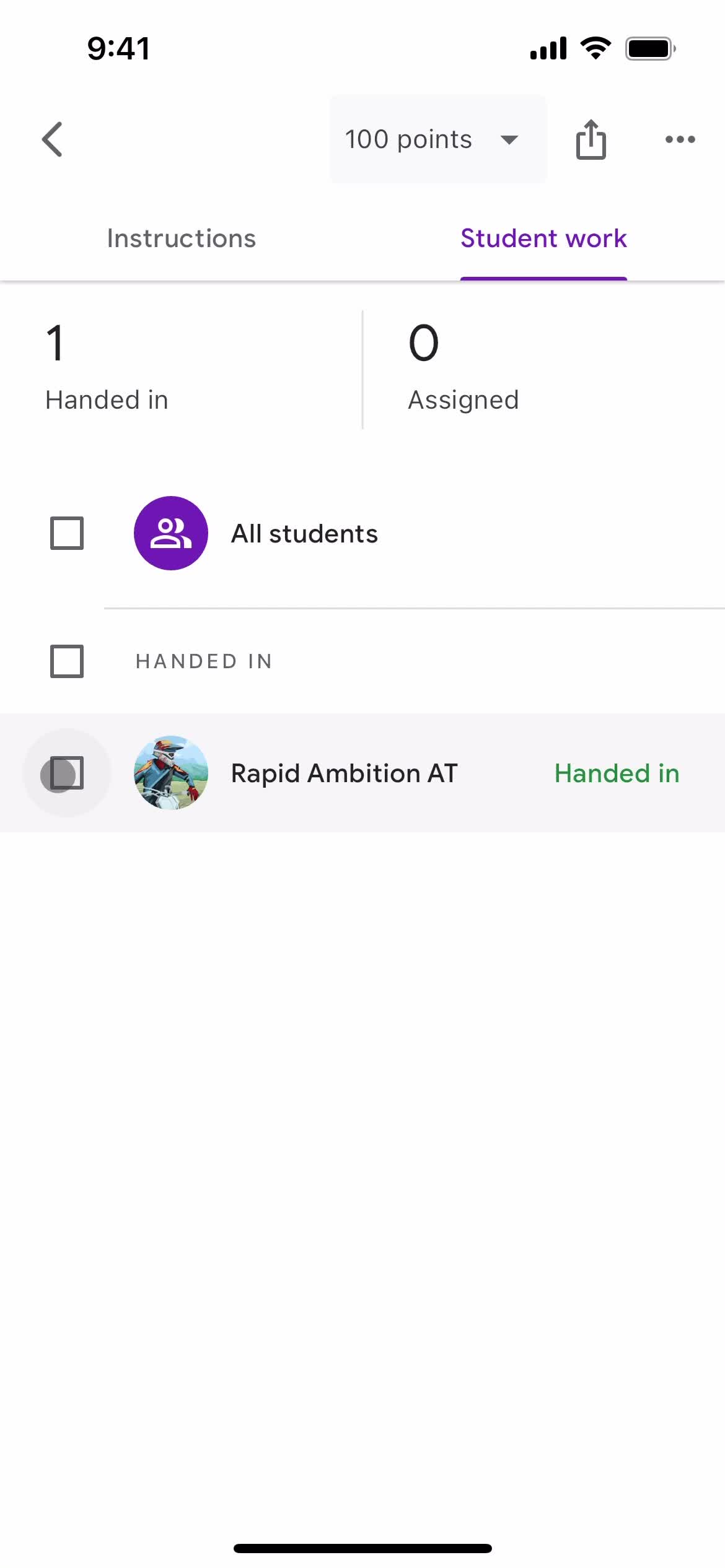 Google Classroom work screenshot