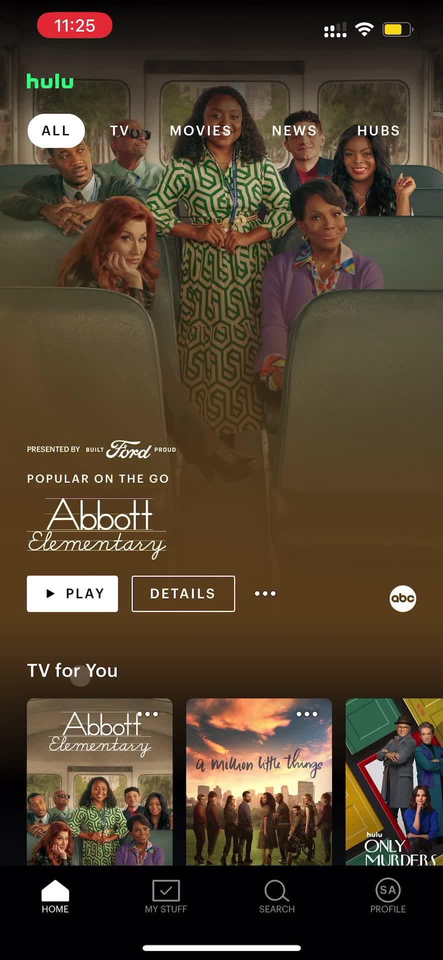 Hulu home screenshot