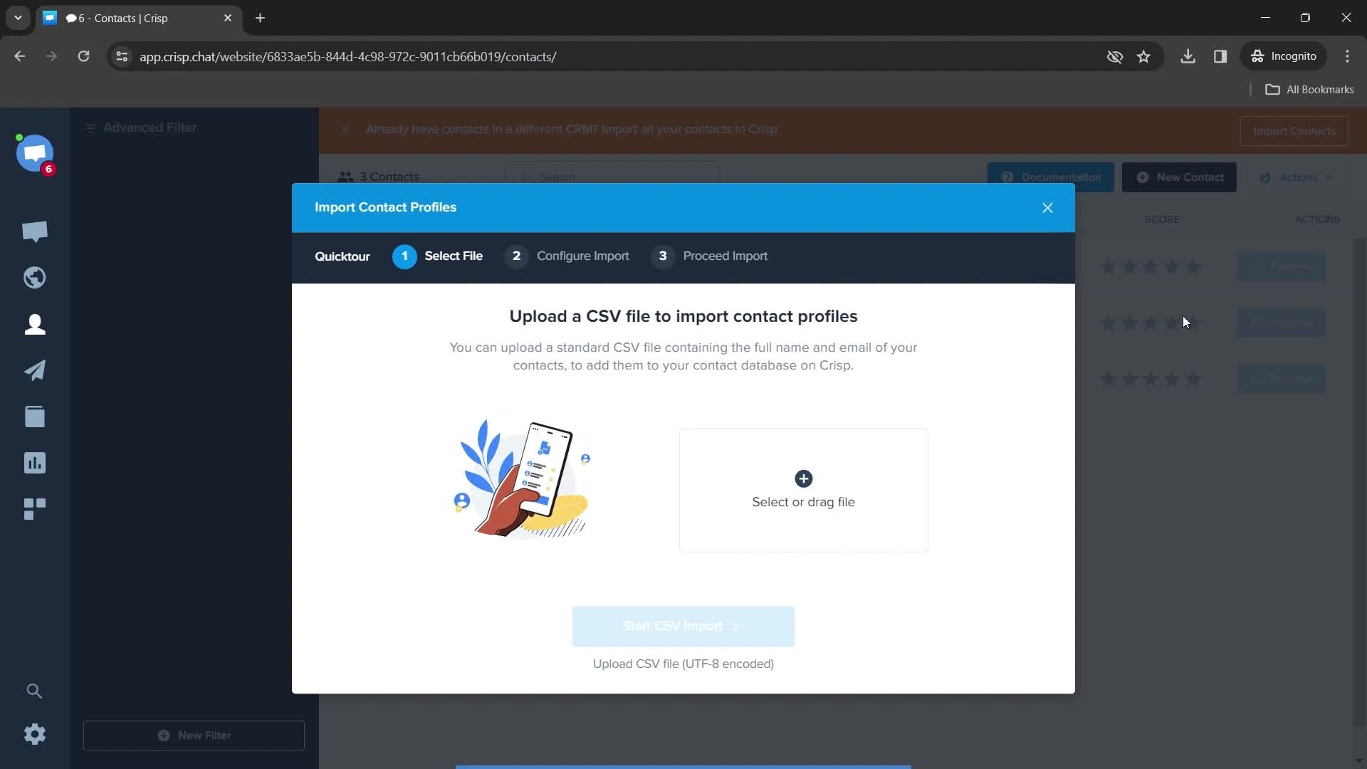 Crisp import contacts screenshot