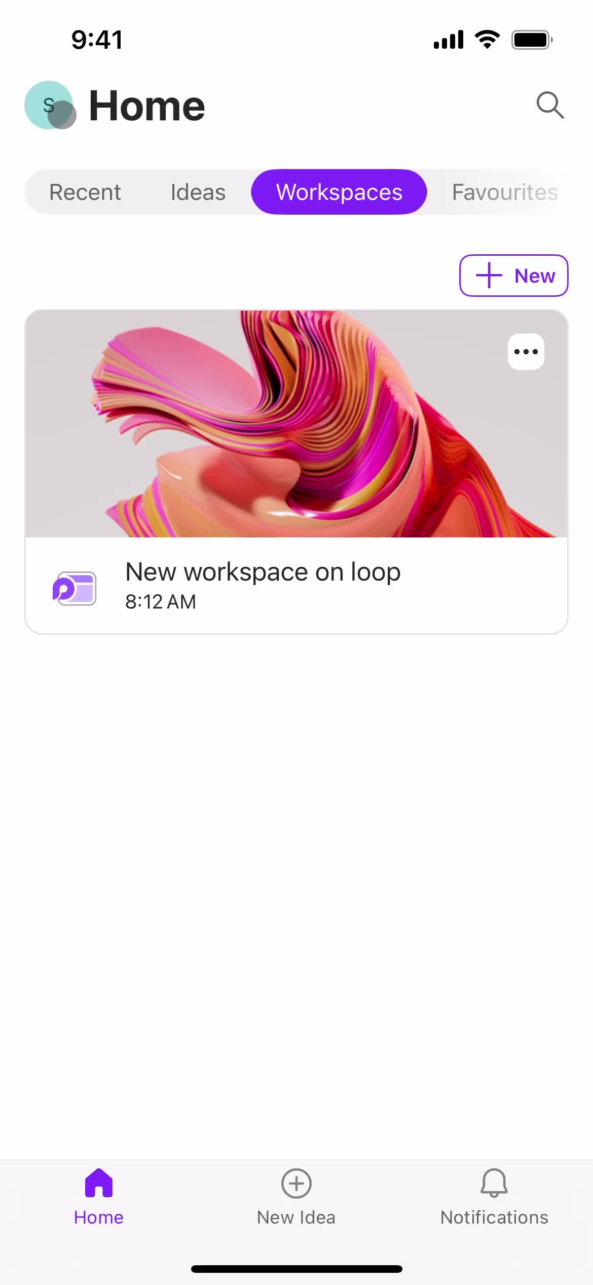 Microsoft Loop home screenshot