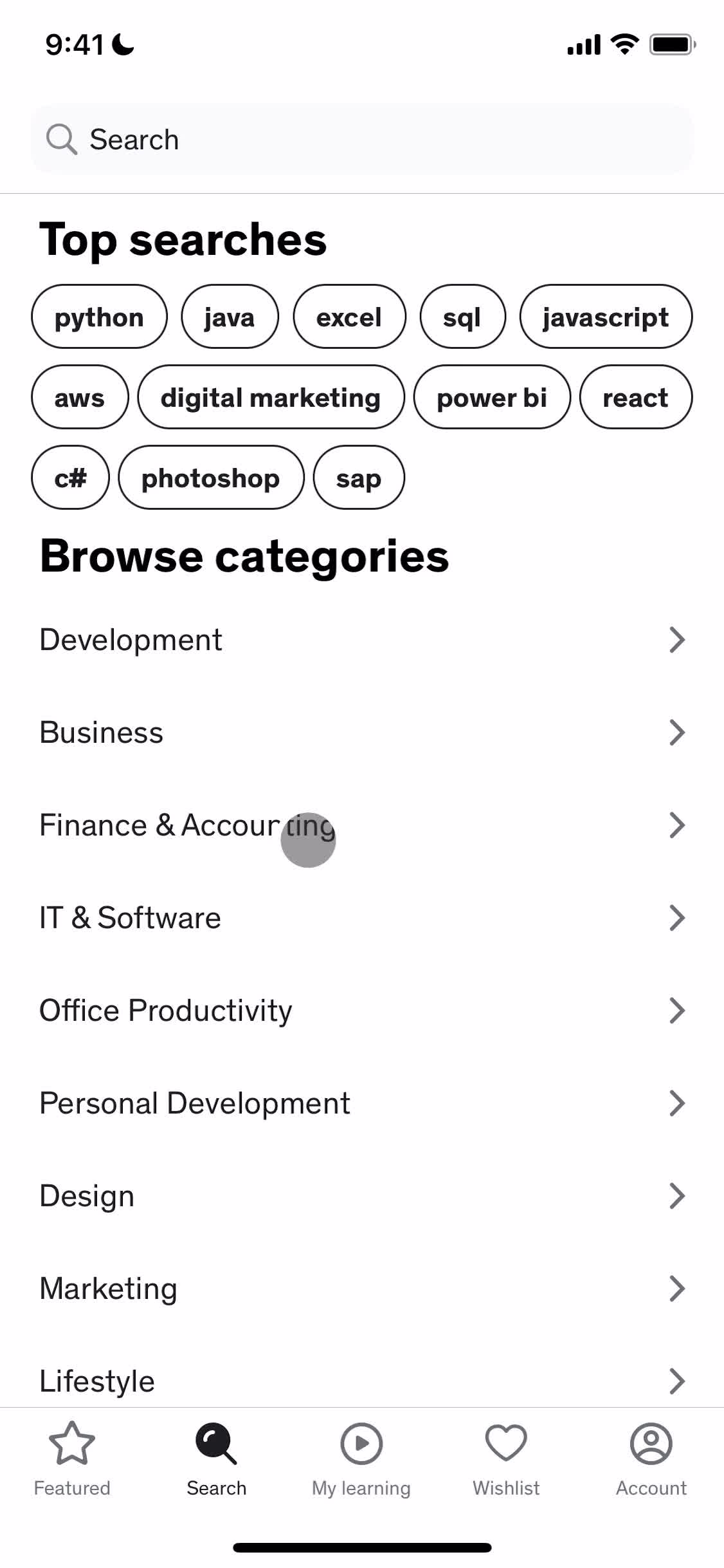 Udemy search screenshot