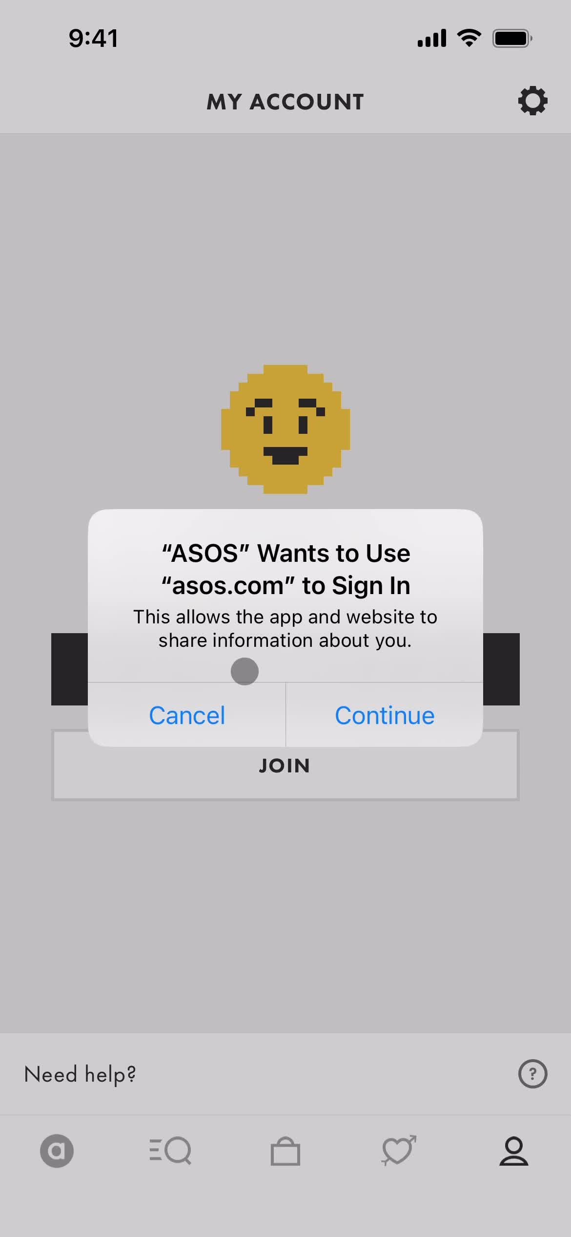 ASOS permissions screenshot