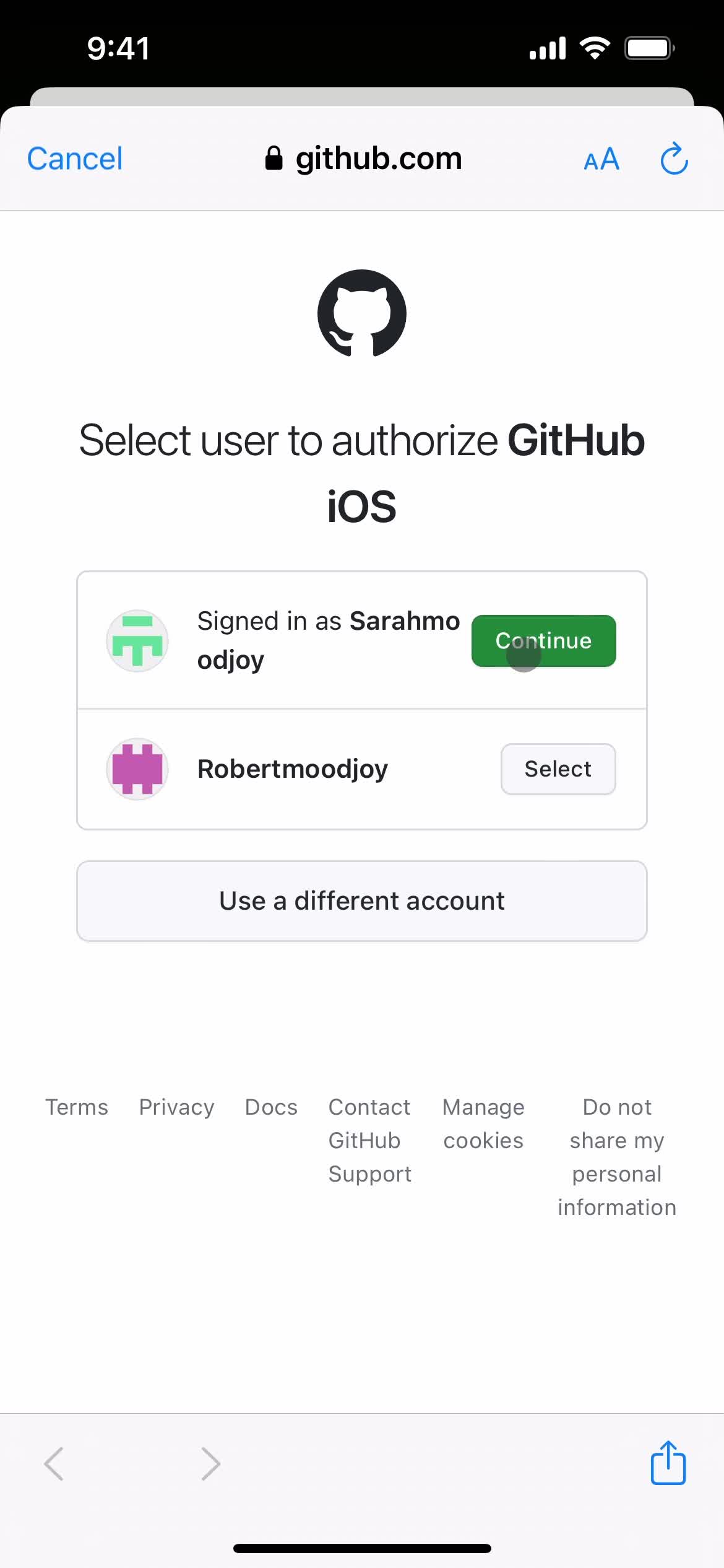 GitHub continue screenshot