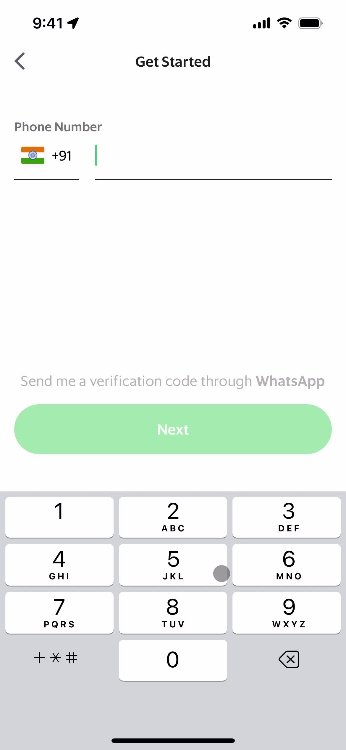 Grab enter phone number screenshot