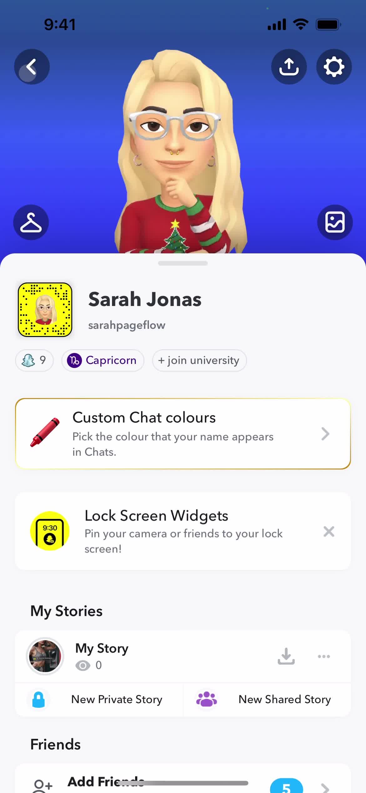 Snapchat account screenshot