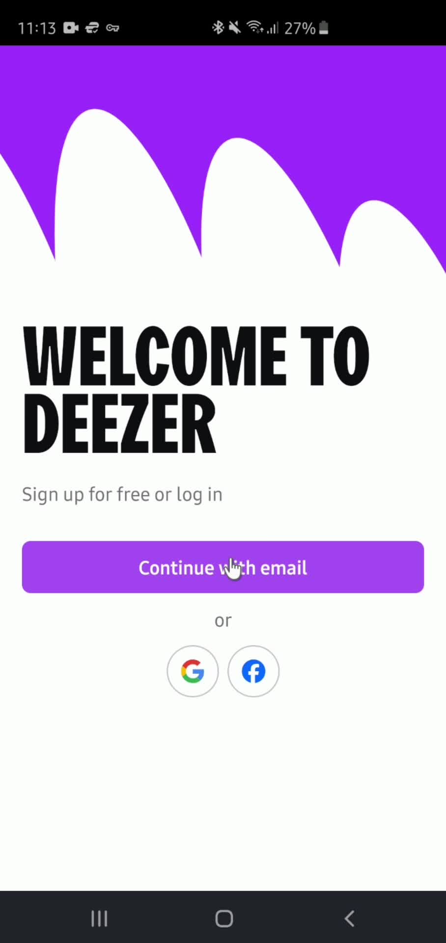 Deezer login screenshot