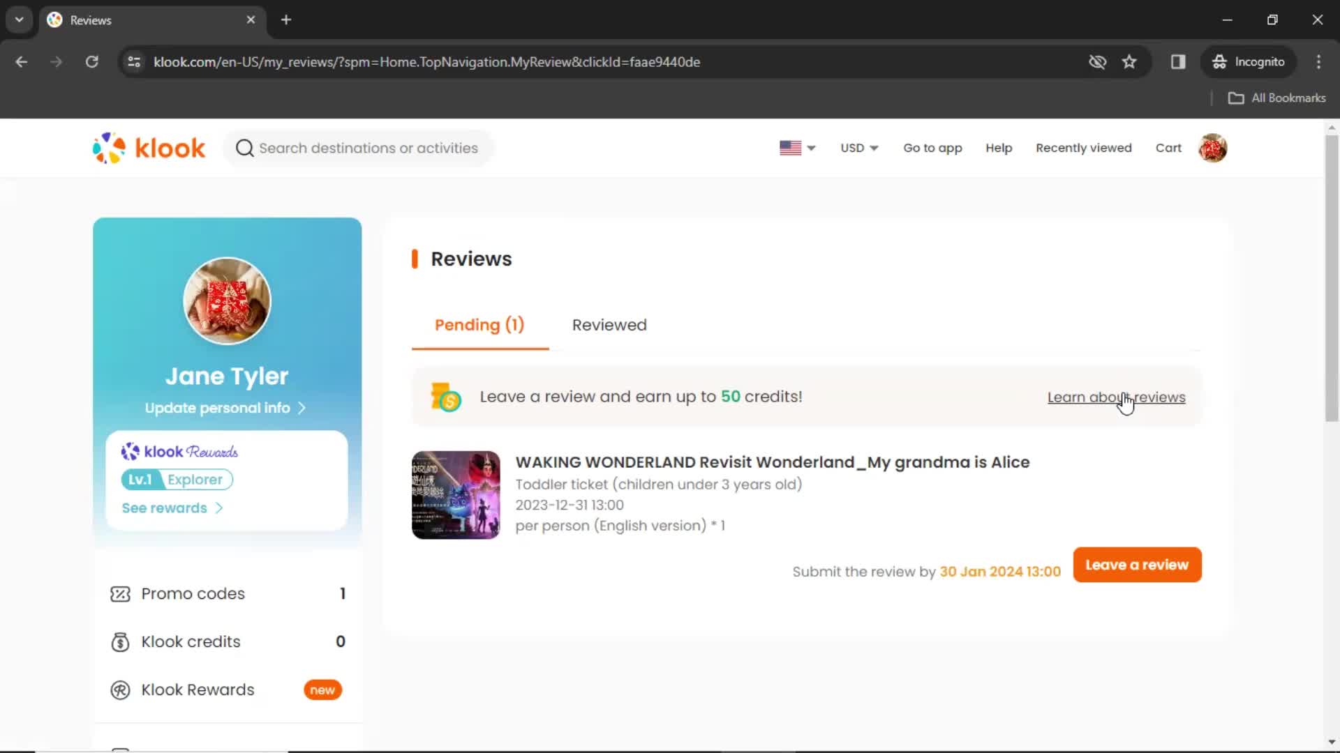 Klook reviews screenshot