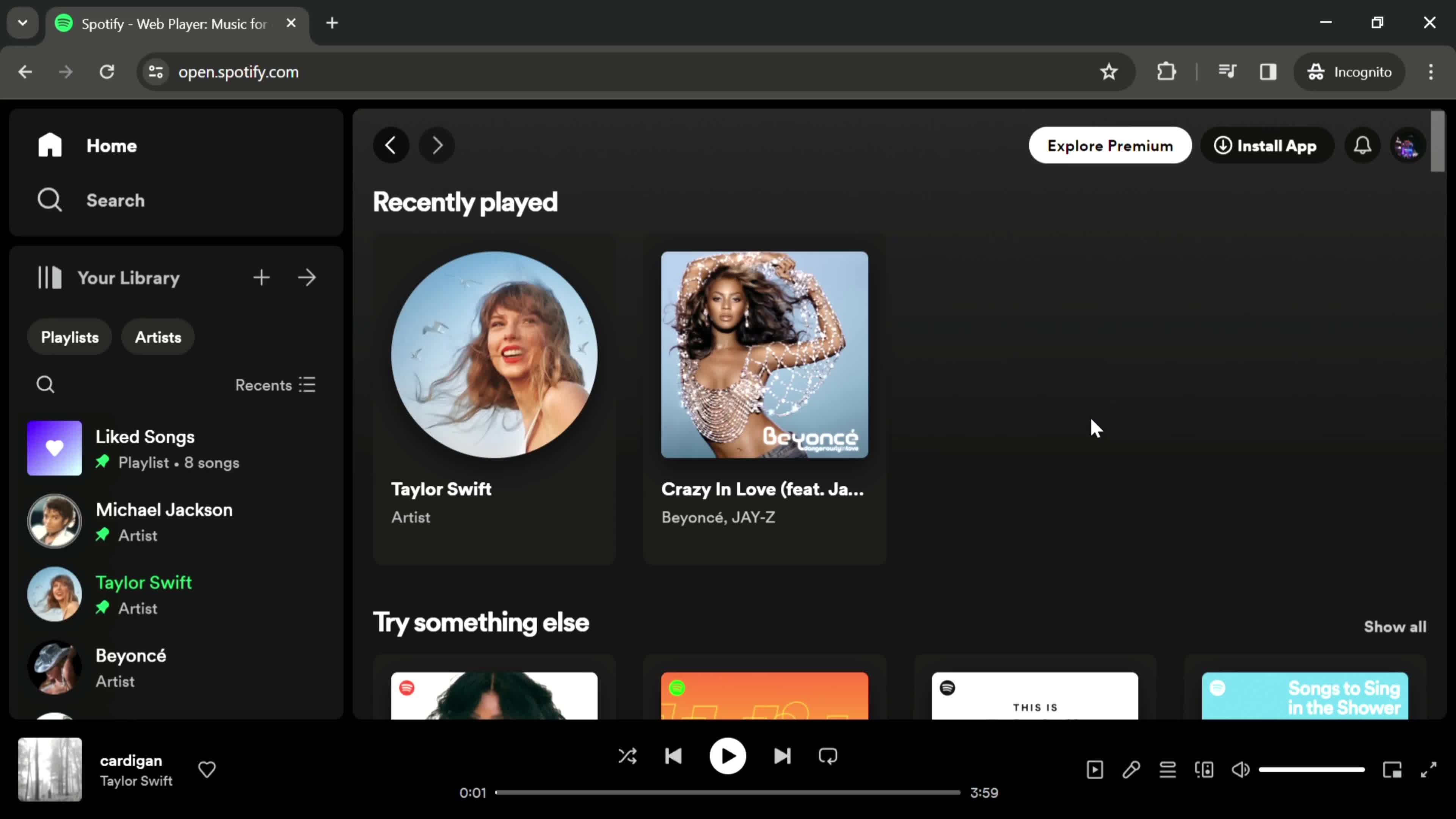 Spotify home screenshot