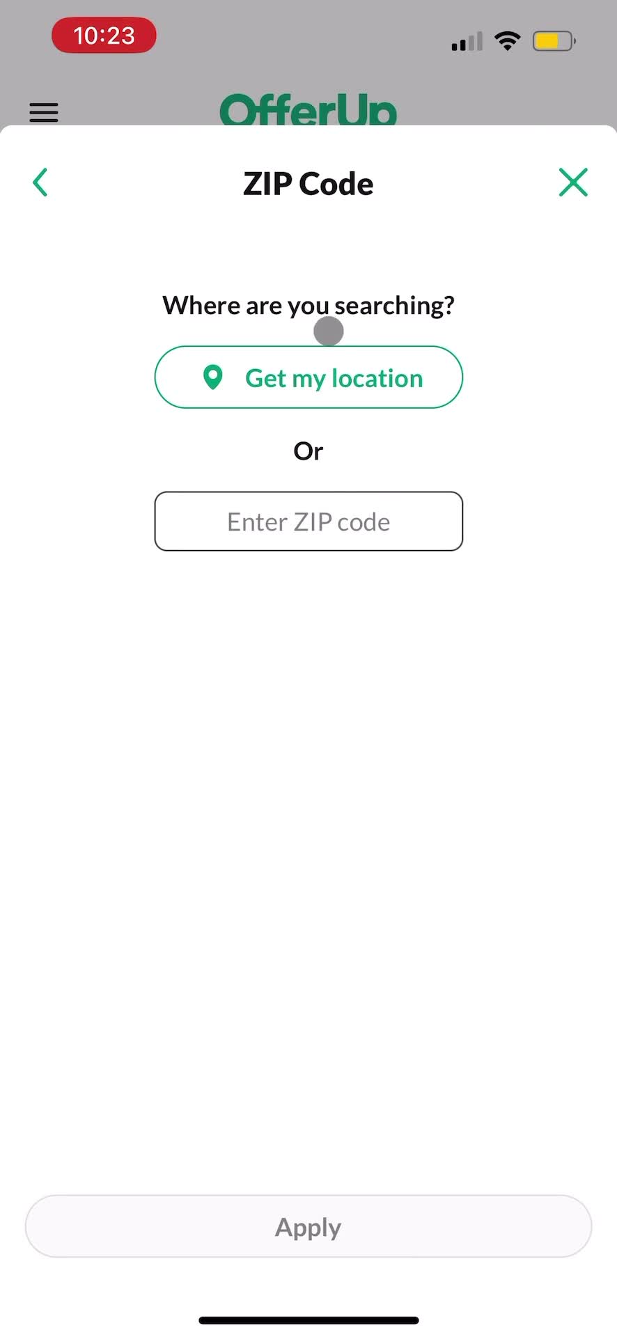 OfferUp set location screenshot