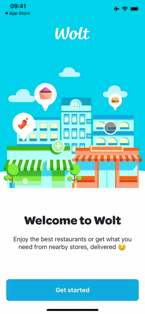 Wolt welcome screenshot