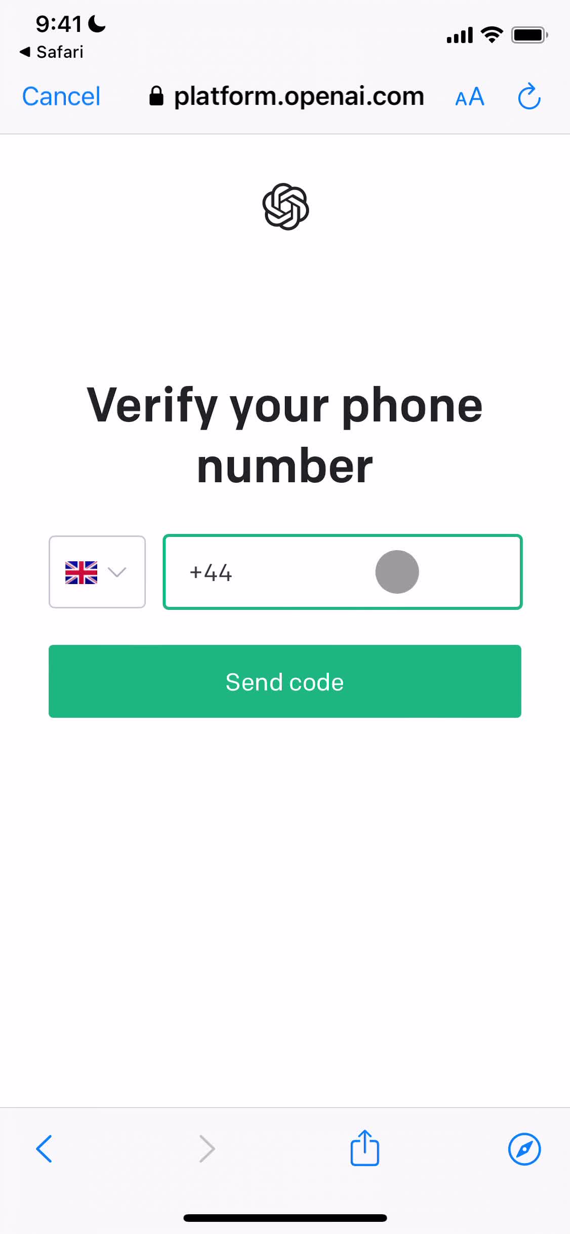 ChatGPT verify phone number screenshot