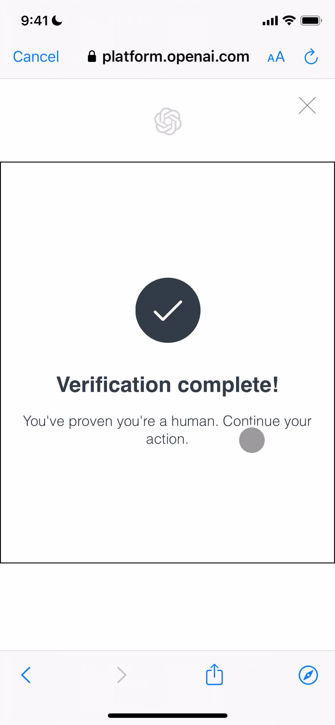 ChatGPT confirm you're human screenshot