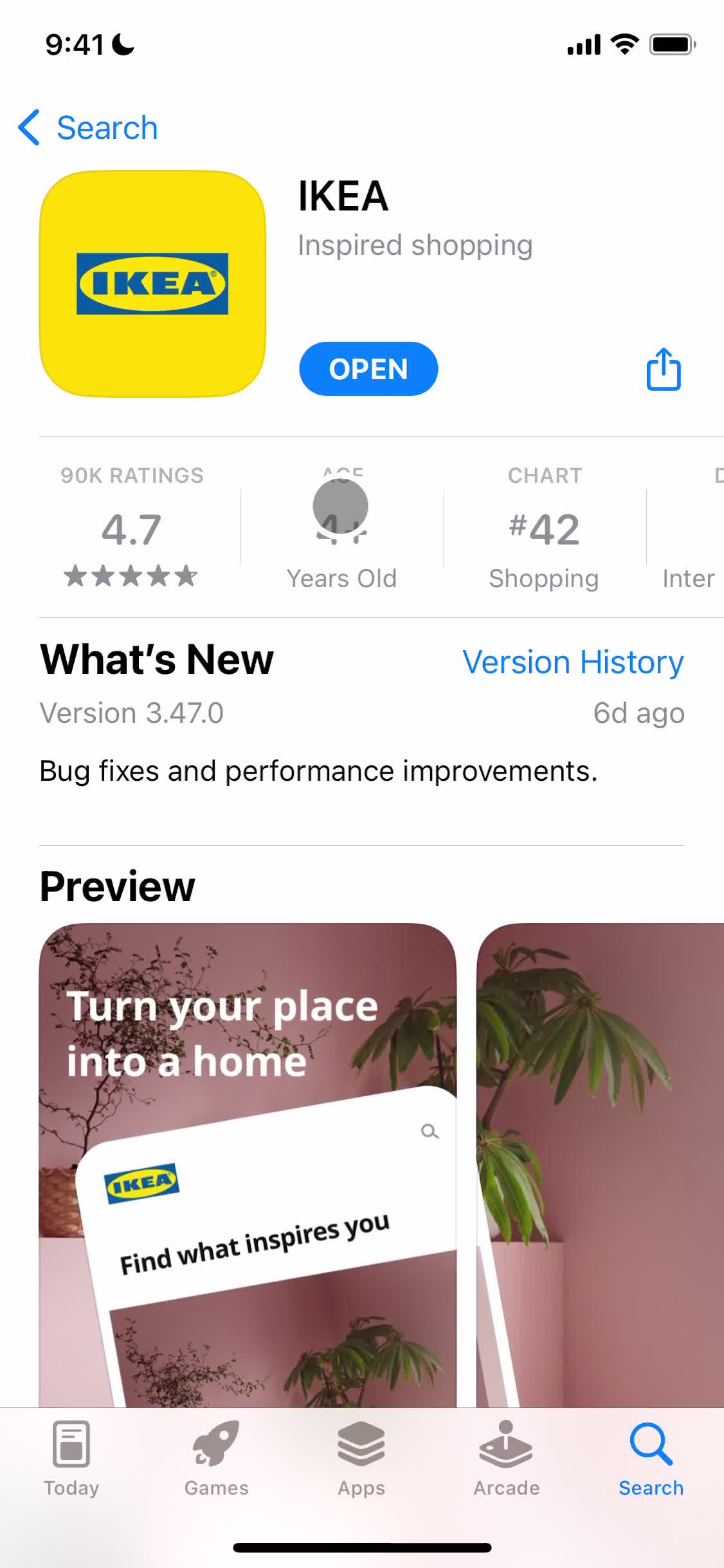 IKEA app store listing screenshot