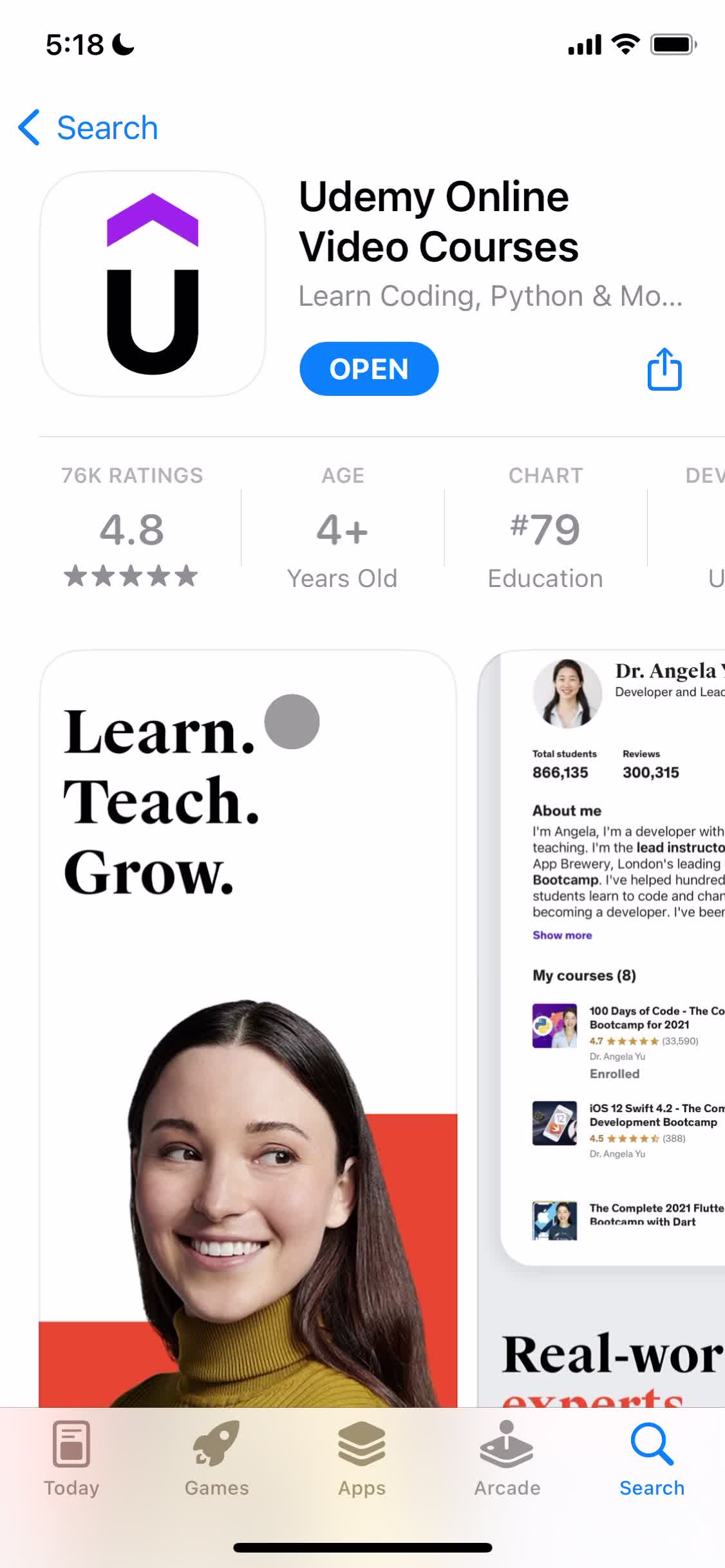 Udemy app store listing screenshot